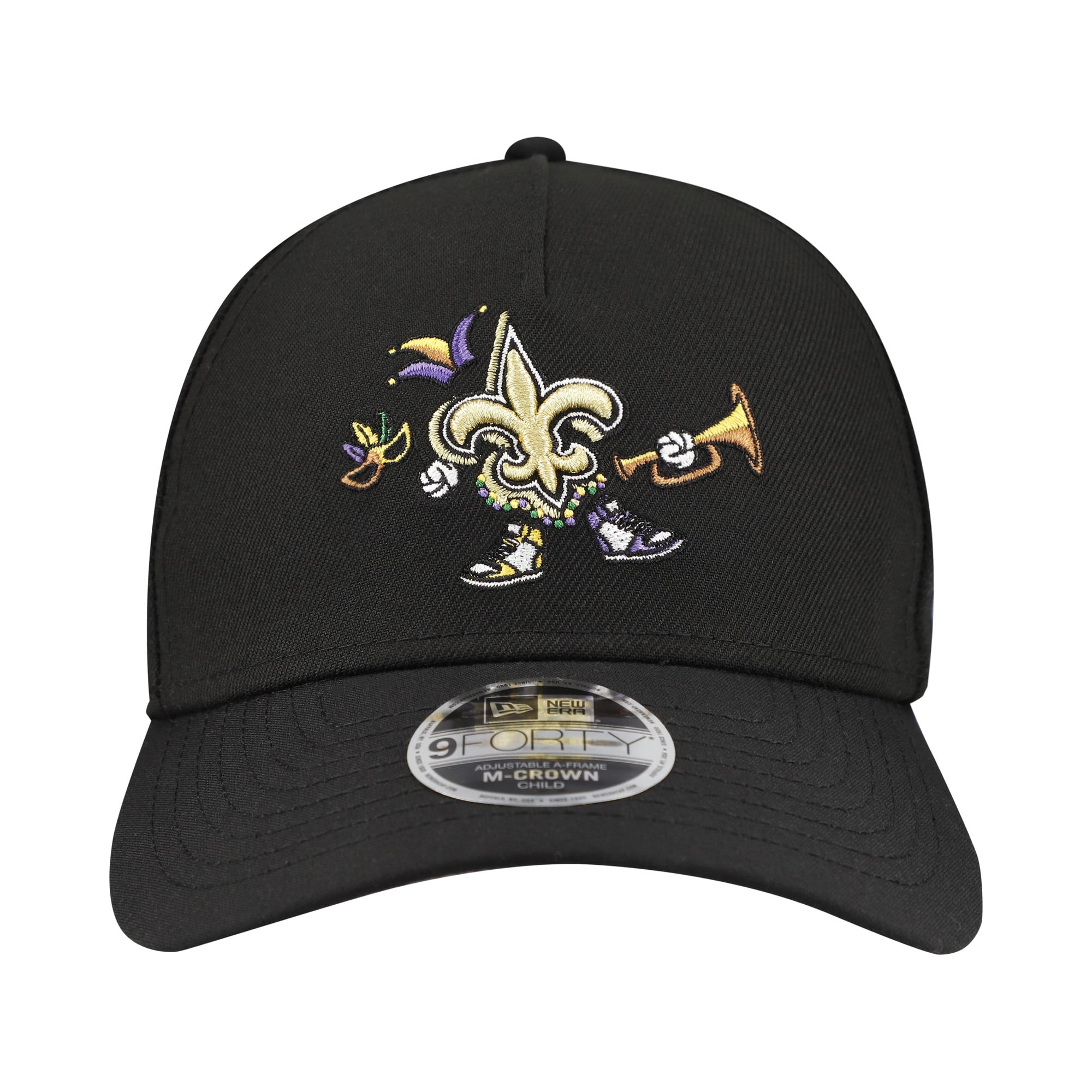 Casquette ajustable New Era noire New Orleans Saints 9FORTY M-Crown A-Frame pour enfants d'âge préscolaire