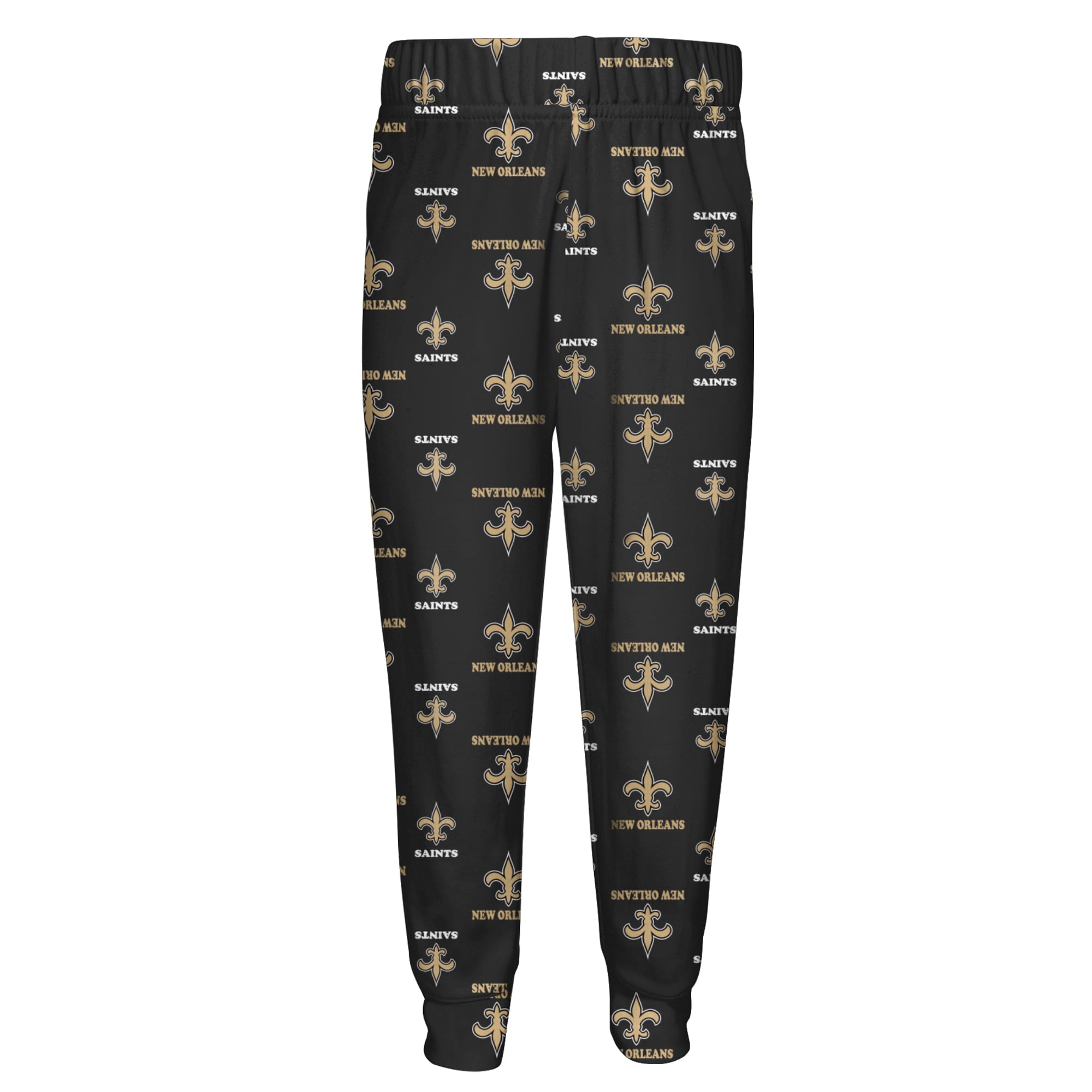 Ensemble pyjama Outerstuff noir à manches longues et pantalon imprimé intégral des Saints de la Nouvelle-Orléans pour enfants d'âge préscolaire