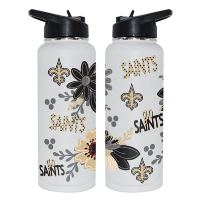 New Orleans Saints The Memory Company 34oz. Flowers Stainless Steel Quencher Bottle