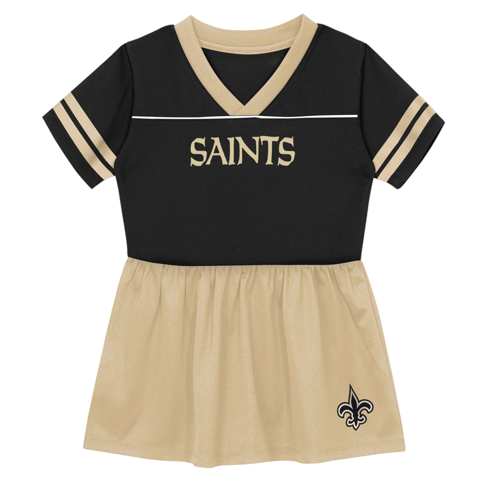Toddler Outerstuff Black New Orleans Saints Stadium Lights V-Neck Fashion Football Jersey Dress