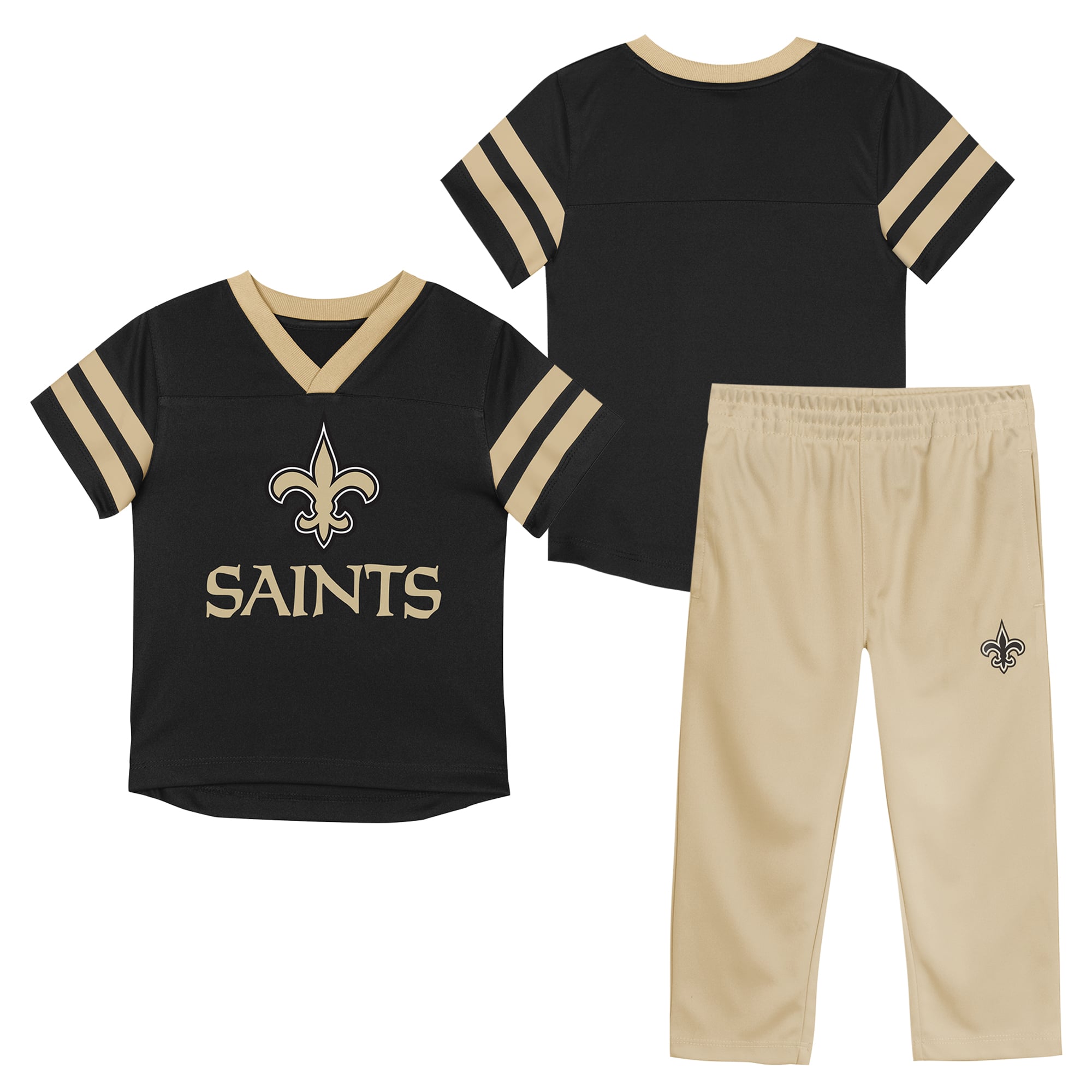 Ensemble maillot et pantalon Outerstuff noir or New Orleans Saints Red Zone pour tout-petit
