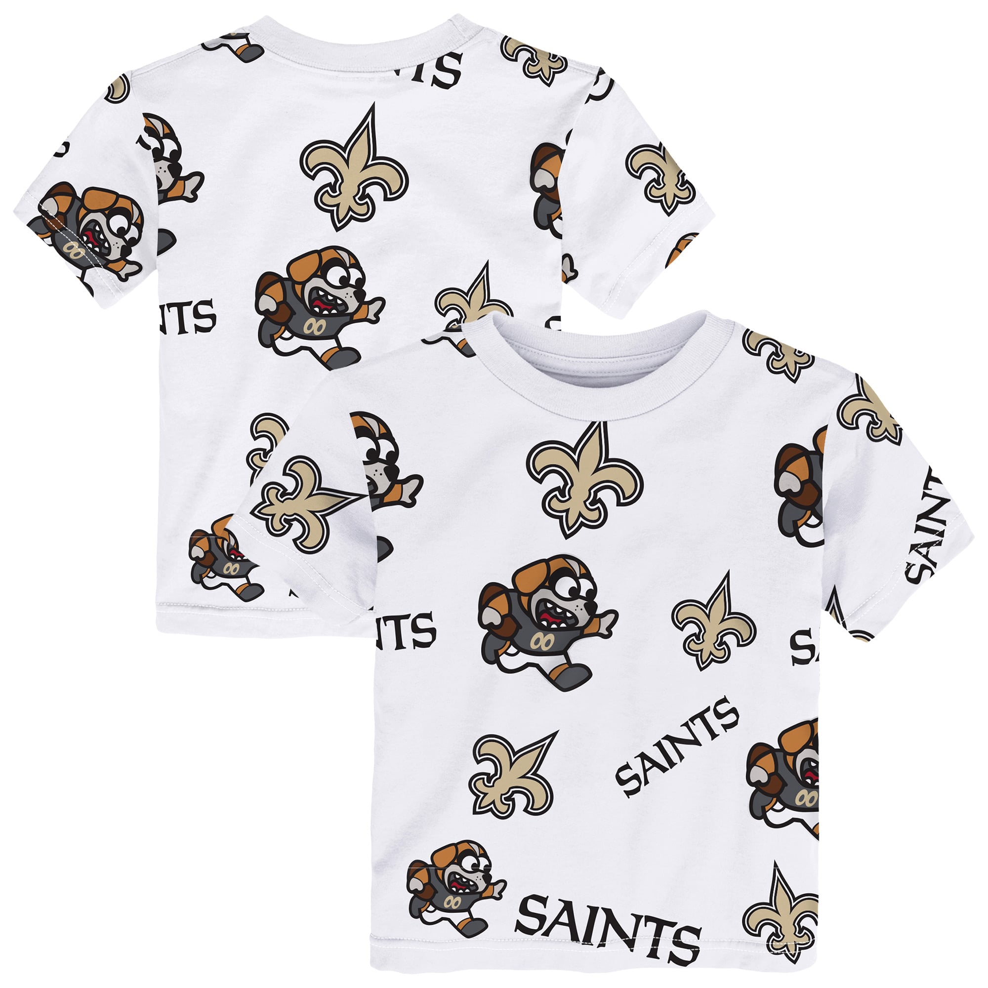 T-shirt de jeu blanc Outerstuff pour tout-petits, mascotte des Saints la Nouvelle-Orléans