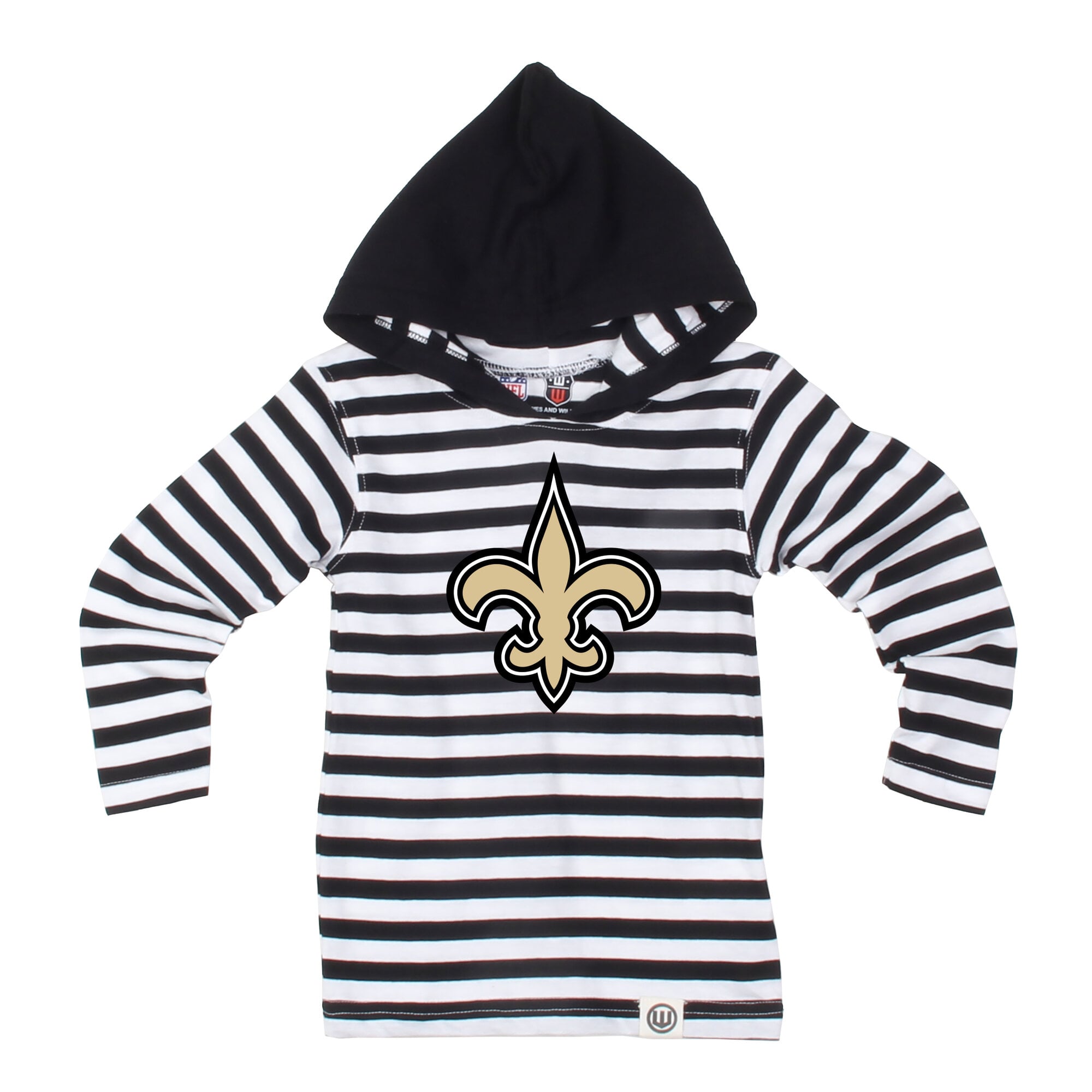 Ensemble pour tout-petit Wes & Willy noir à rayures des Saints de la Nouvelle-Orléans : haut manches longues et pantalon capuche.