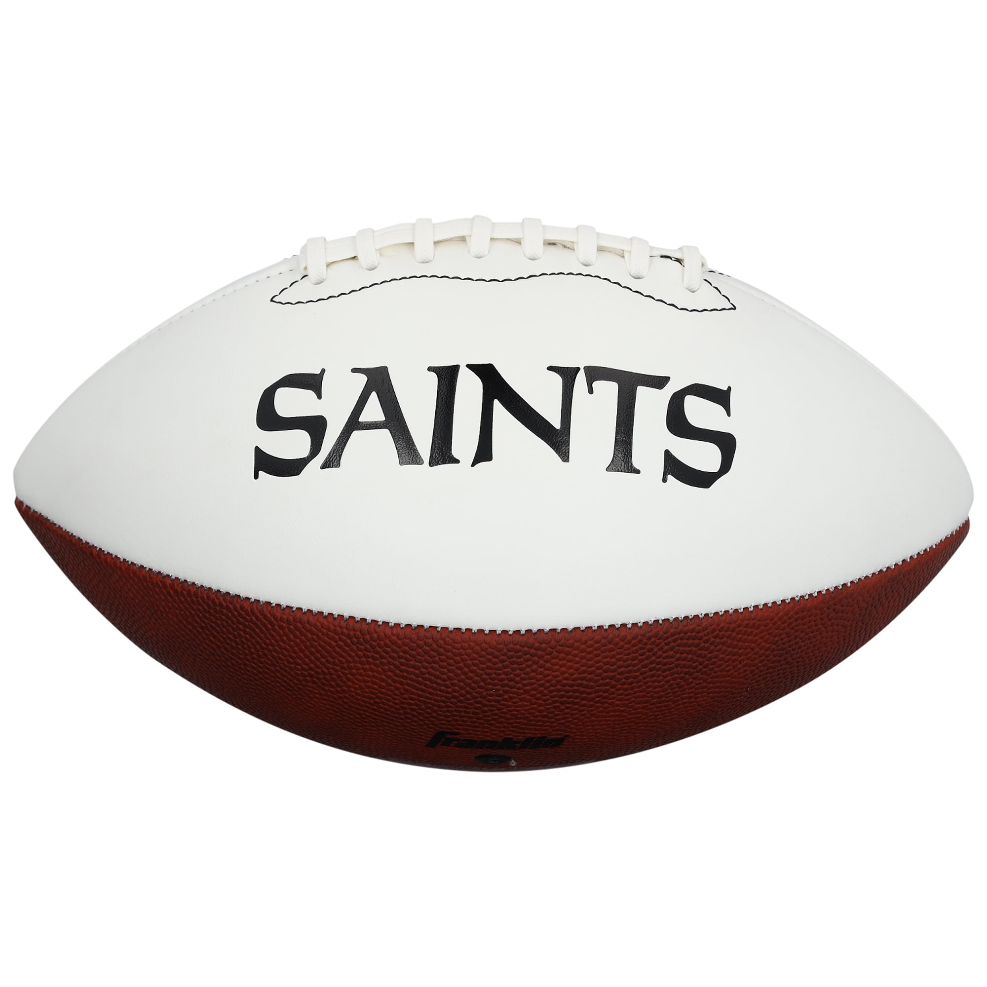 Ballon de football américain Franklin White Panel autographié par Travis Etienne Jr. et Tyler Shough des Saints de la Nouvelle-Orléans