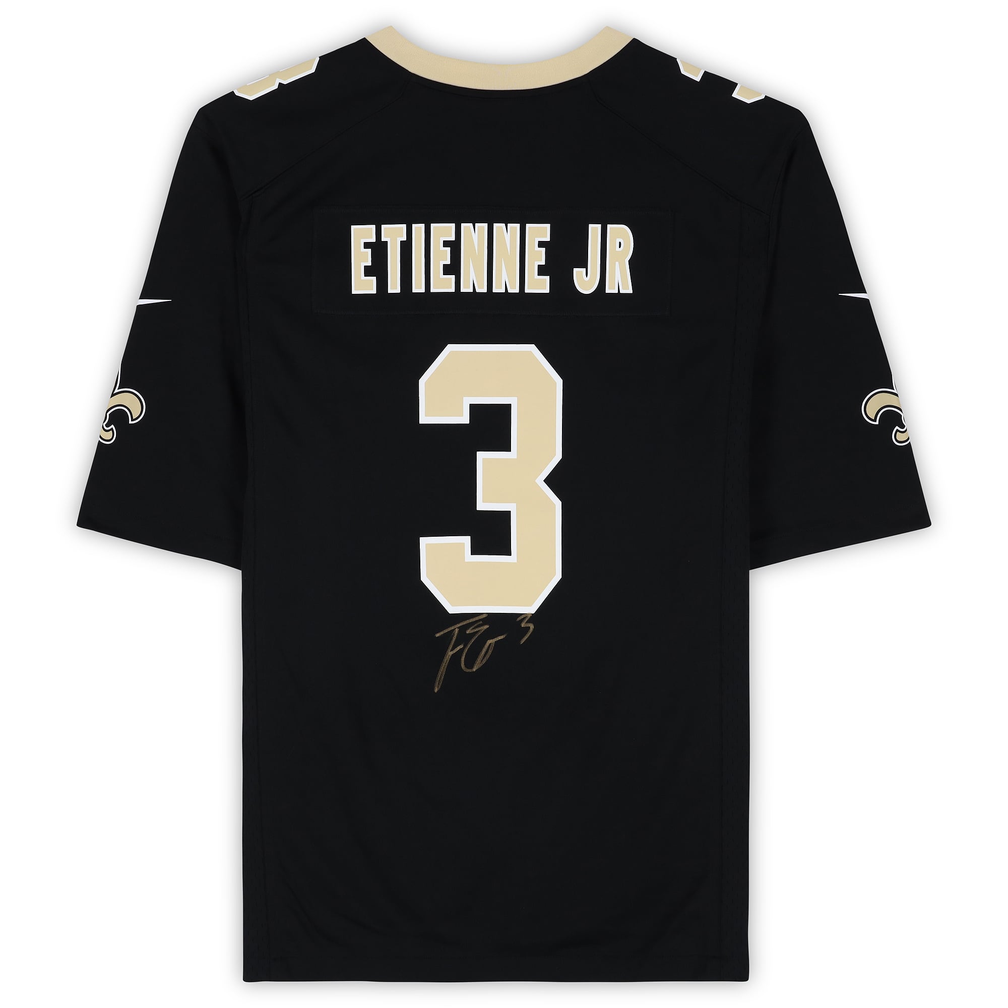 Maillot de match noir Nike autographié par Travis Etienne Jr des Saints de la Nouvelle-Orléans