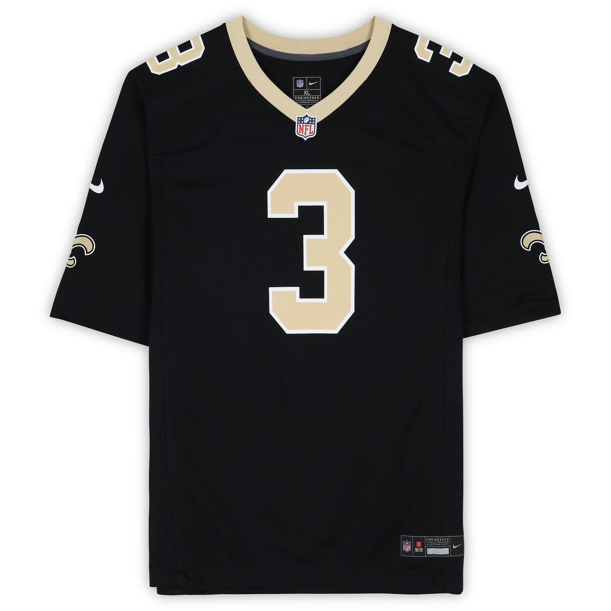 Maillot de match noir Nike autographié par Travis Etienne Jr des Saints de la Nouvelle-Orléans