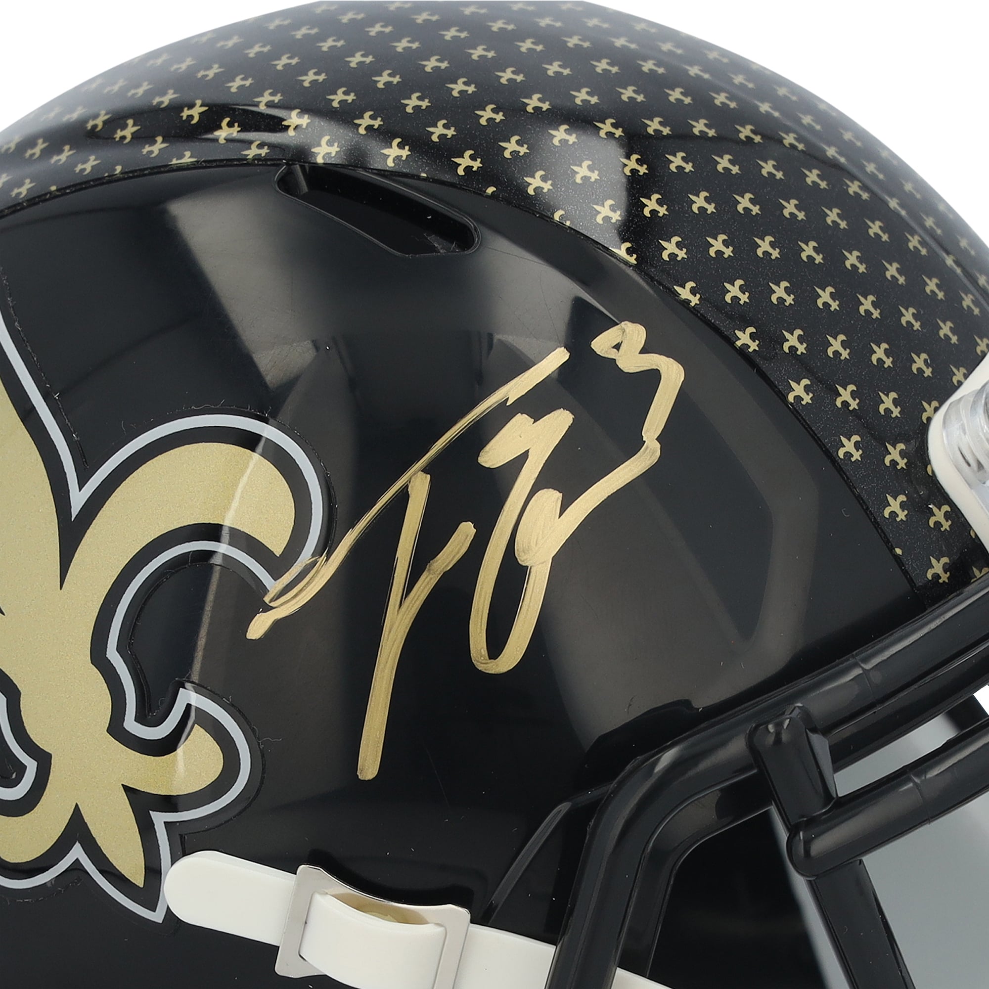 Mini-casque Riddell 2022 Alternate Speed ​​autographié par Travis Etienne Jr, des Saints de La Nouvelle-Orléans