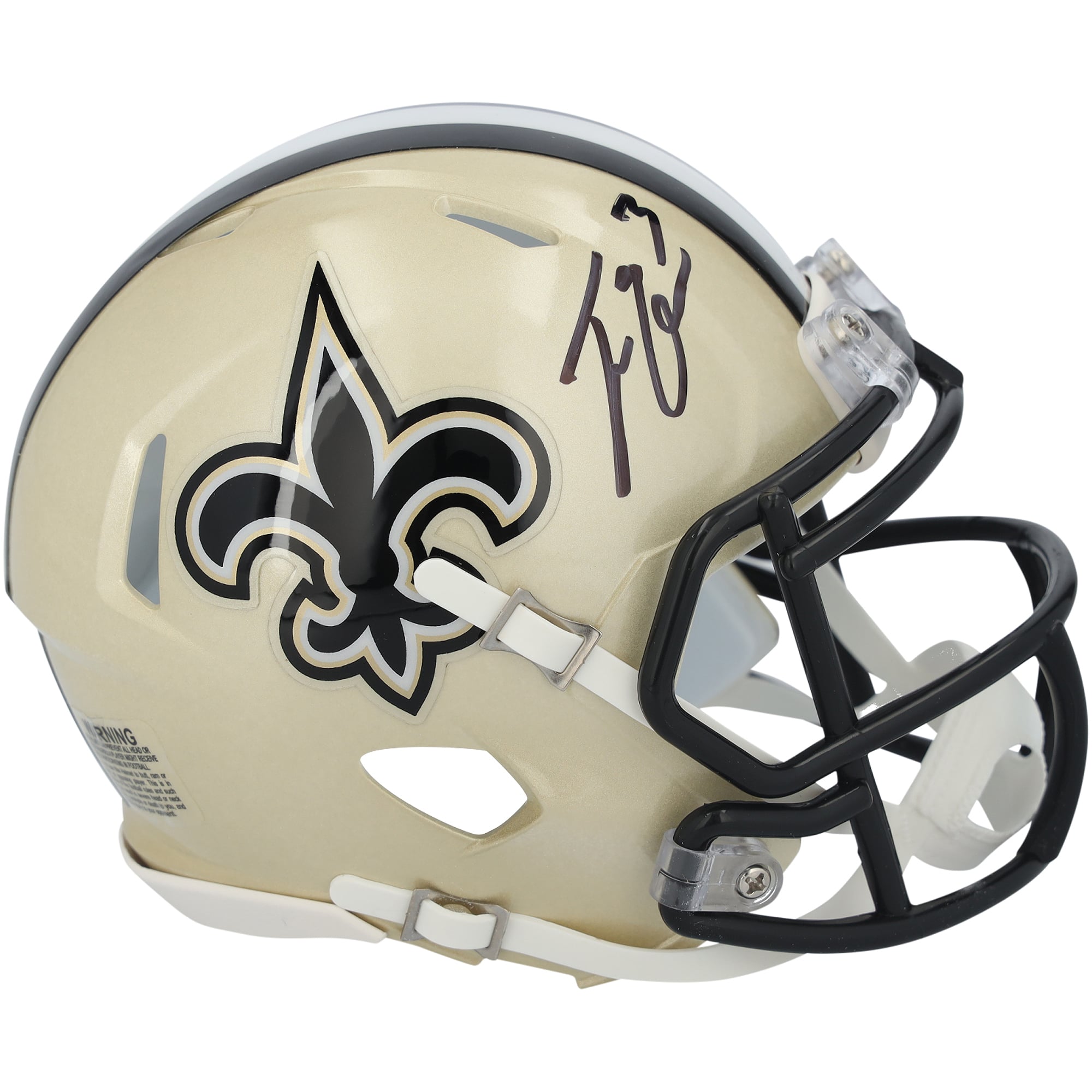 Casque miniature Riddell Speed ​​autographié par Travis Etienne Jr, des Saints de la Nouvelle-Orléans, édition spéciale 60e anniversaire