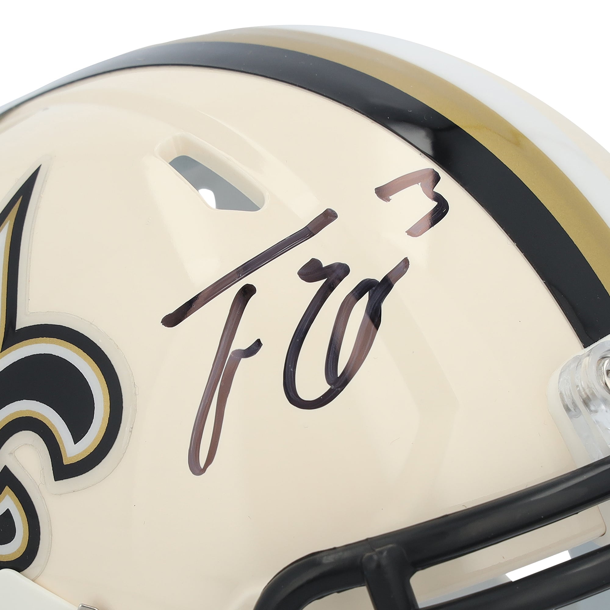 Mini-casque Riddell Retro Speed ​​autographié par Travis Etienne Jr, des Saints de la Nouvelle-Orléans