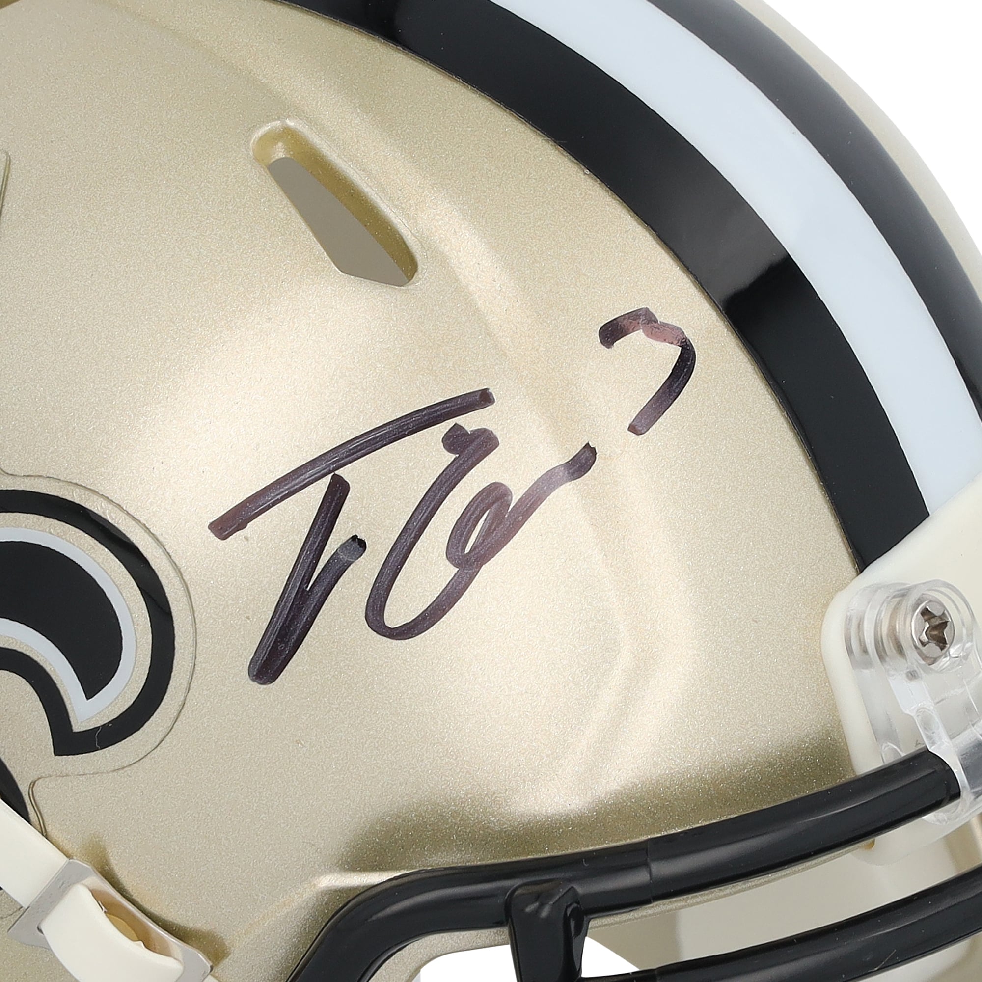 Mini casque Riddell Speed ​​autographié par Travis Etienne Jr, des Saints de la Nouvelle-Orléans