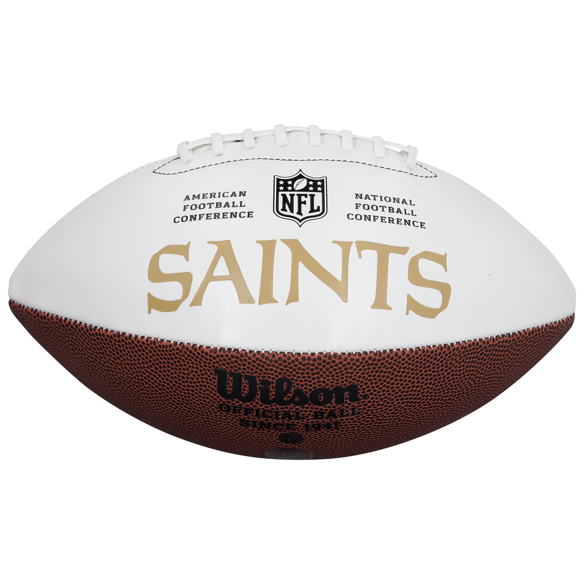 Ballon de football américain Wilson White Panel autographié par Travis Etienne Jr, des Saints de la Nouvelle-Orléans