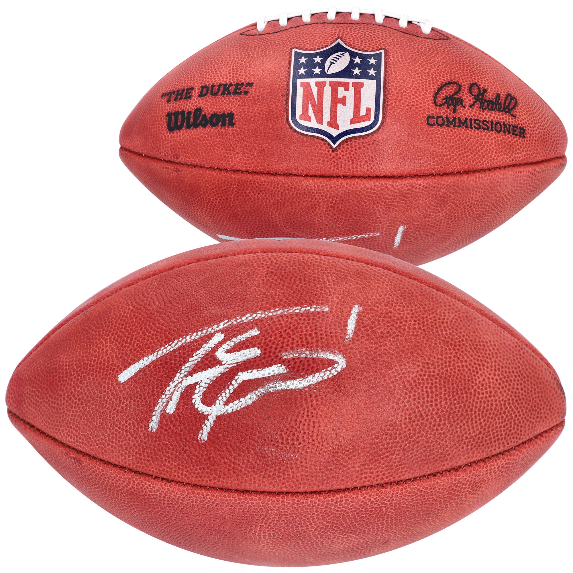 Ballon de football américain Wilson Duke en couleur, autographié par Travis Etienne des Saints de la Nouvelle-Orléans