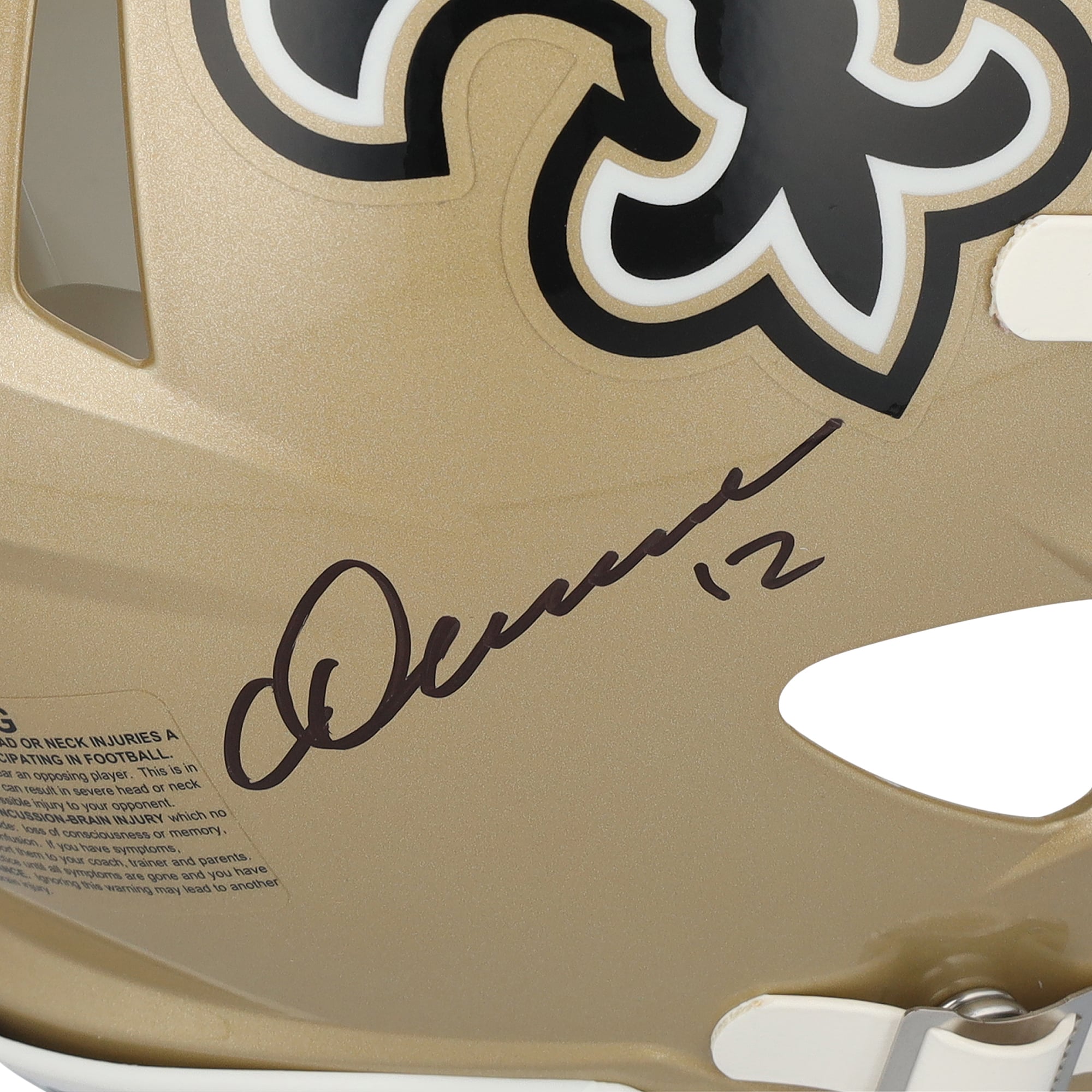 Casque Riddell Speed ​​Authentic autographié par Tyler Shough, Chris Olave, Jordyn Tyson et Travis Etienne Jr. des Saints de La Nouvelle-Orléans, avec inscription « Who Dat ! »