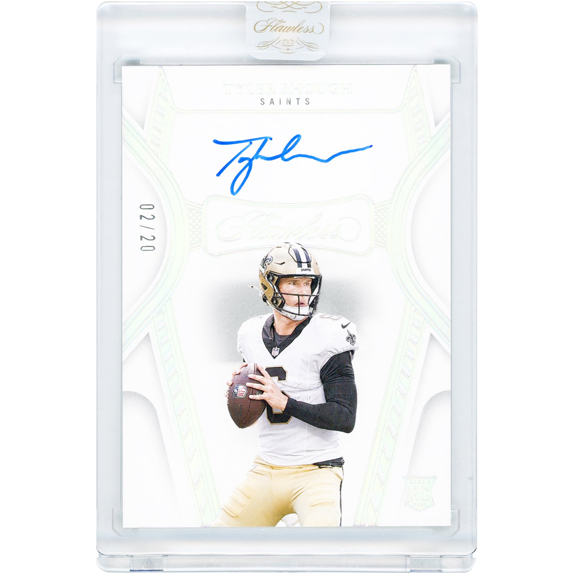 Tyler Shough New Orleans Saints Autographed 2025 Panini Flawless Holo Silver Rookie Debut #RDS-TSH #2/20 Rookie Card