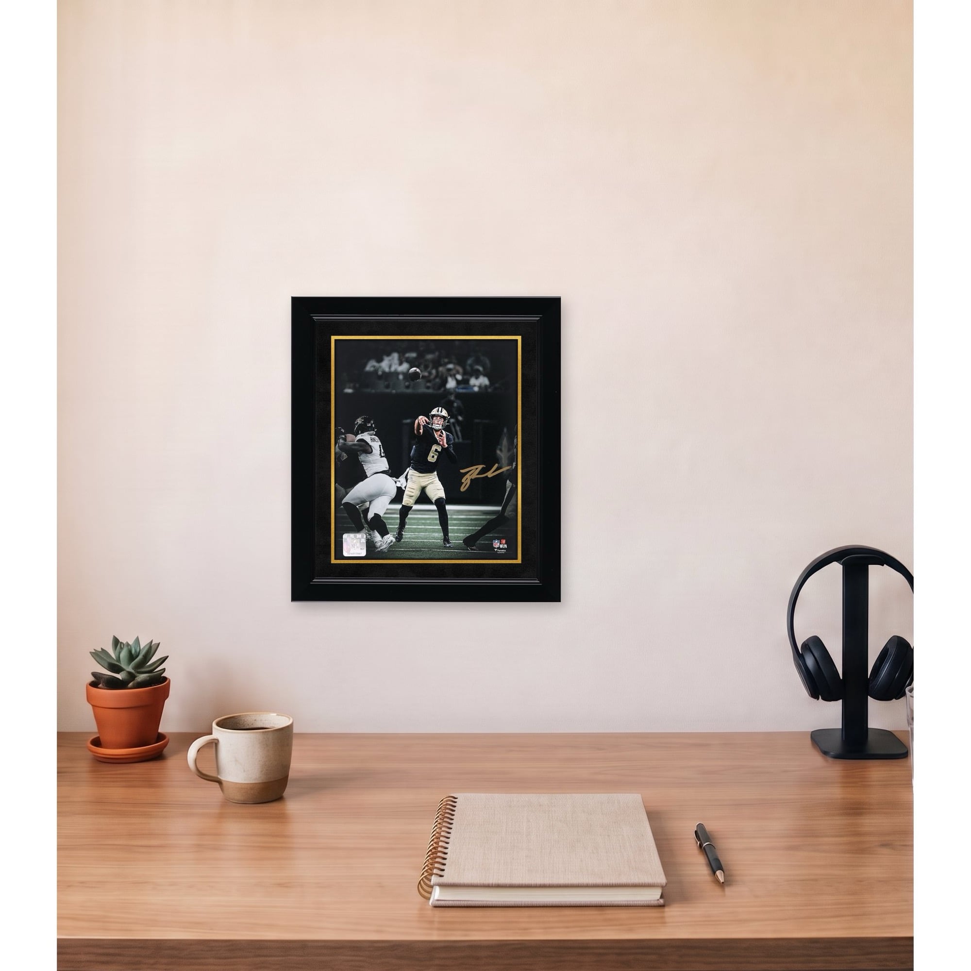 Tyler Shough New Orleans Saints Autographed 8" x 10" Pocket Throwing Spotlight Photograph