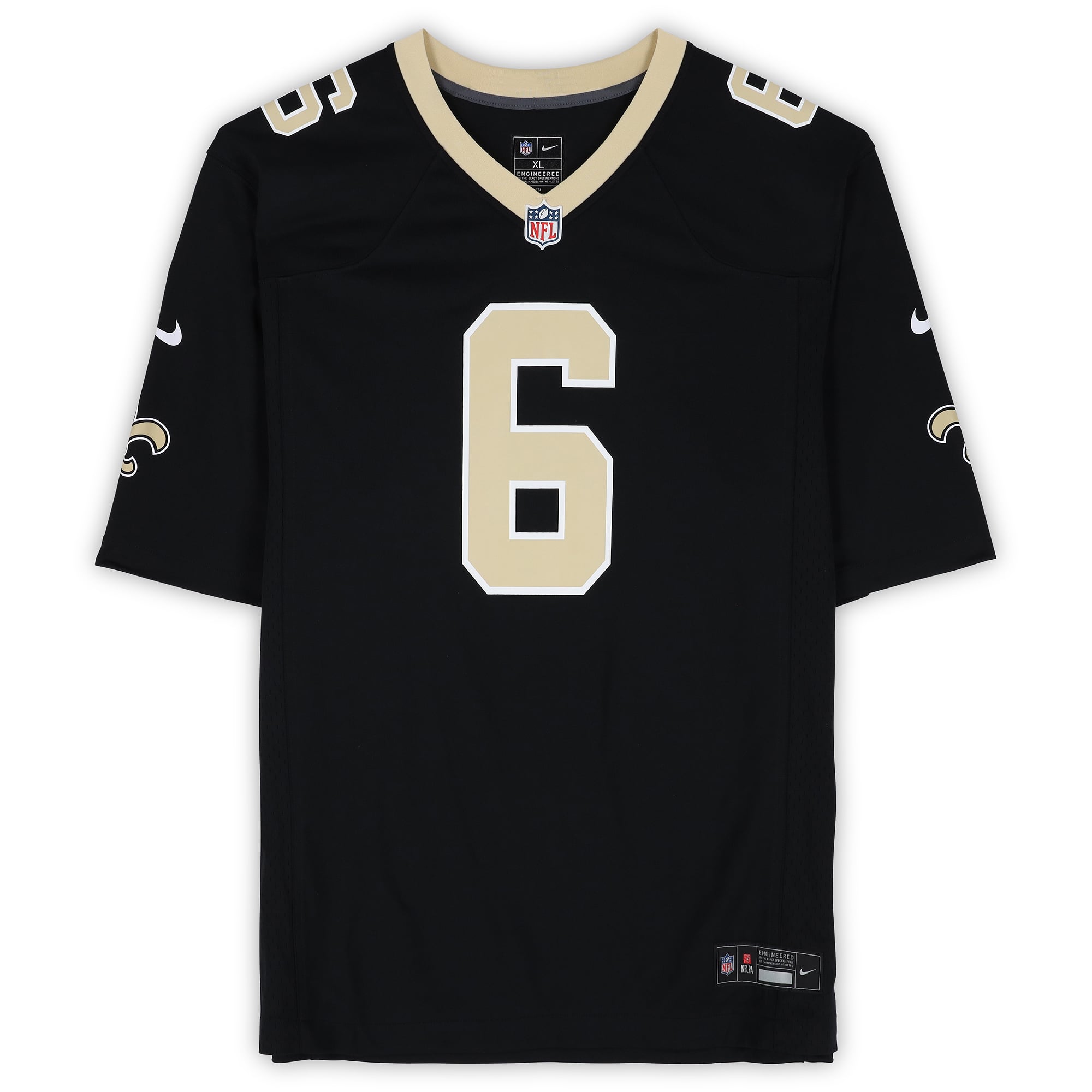 Maillot de match Nike noir autographié de Tyler Shough, des Saints de la Nouvelle-Orléans