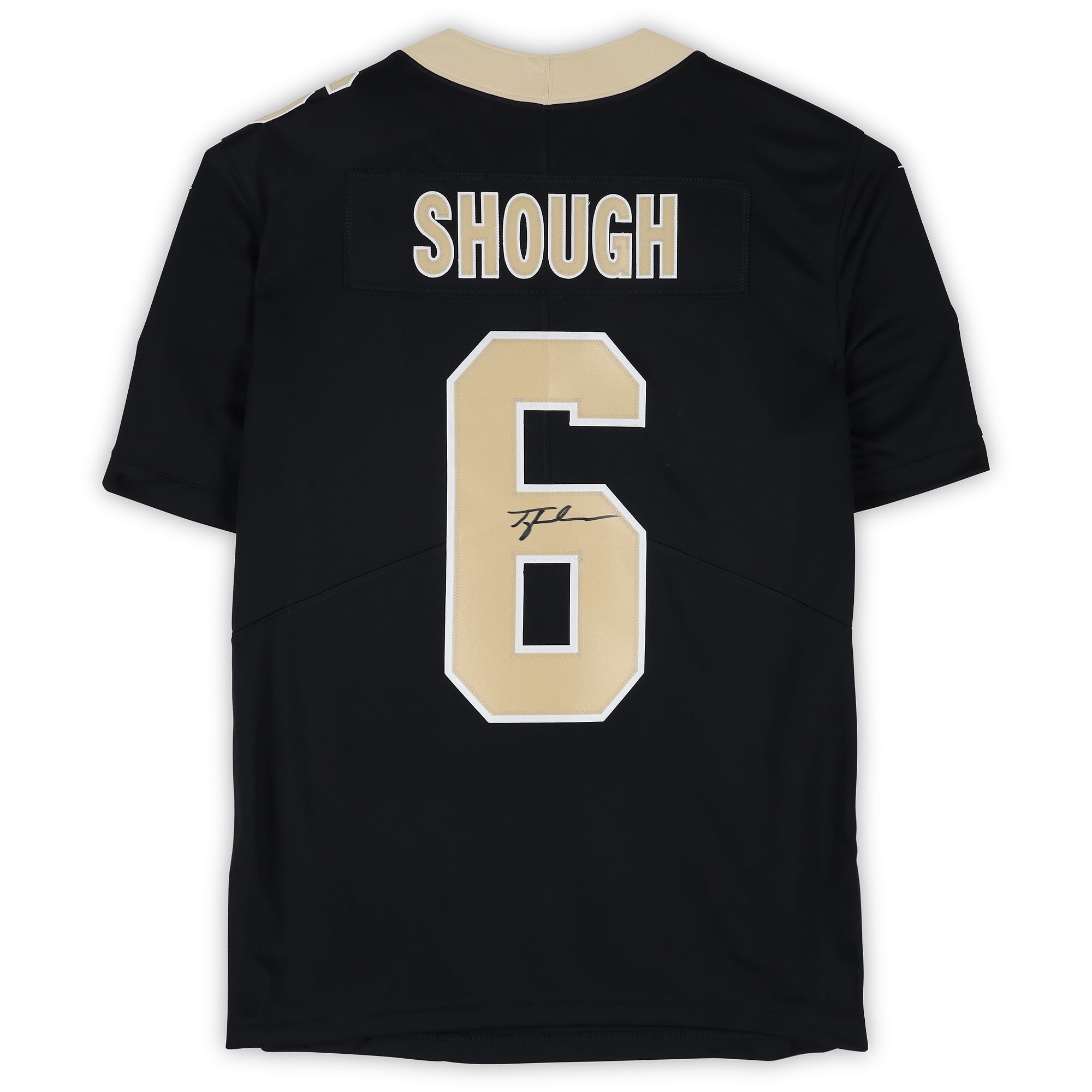 Maillot Nike Vapor Untouchable noir en édition limitée, autographié par Tyler Shough (New Orleans Saints)