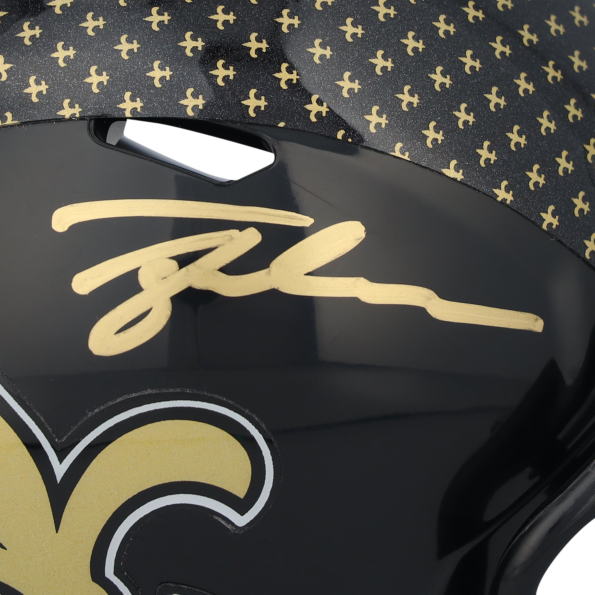 Tyler Shough, casque Riddell 2022 Alternate Speed ​​Mini autographié par les Saints de la Nouvelle-Orléans