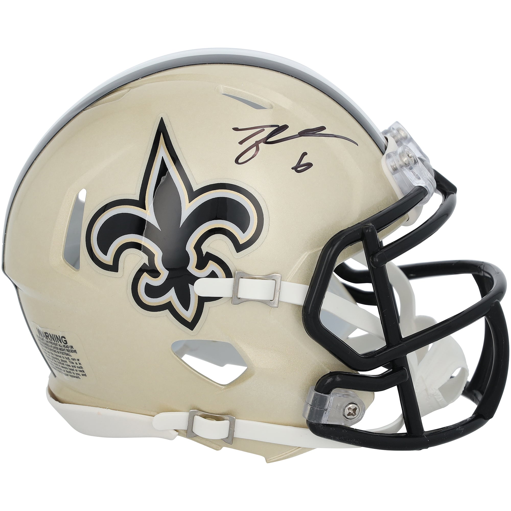 Casque miniature Riddell Speed ​​autographié par Tyler Shough, des Saints de la Nouvelle-Orléans, édition spéciale 60e anniversaire