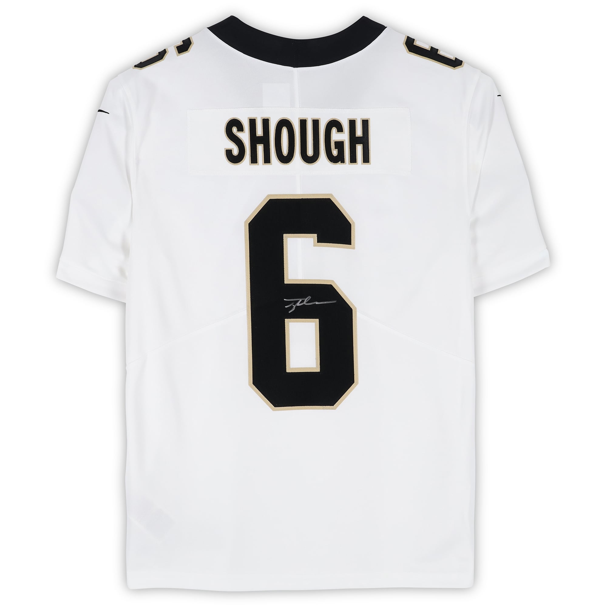 Maillot Nike Vapor Untouchable blanc en édition limitée, autographié par Tyler Shough (New Orleans Saints)