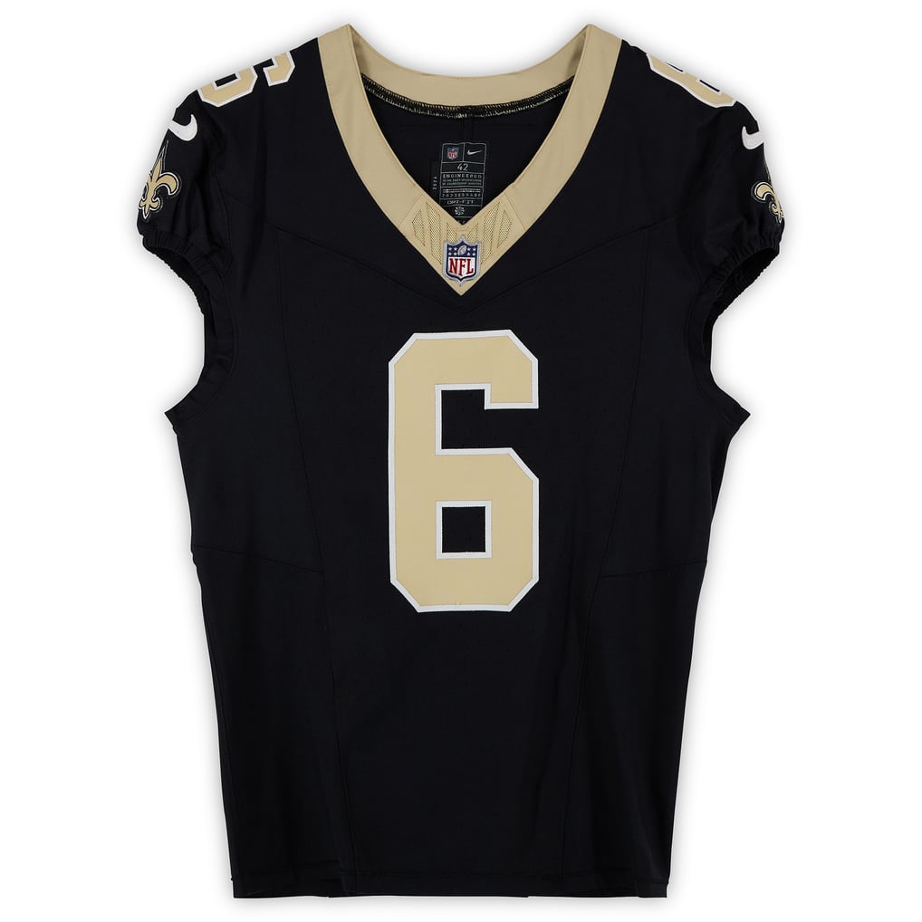 Tyler Shough New Orleans Saints Player-Issued #6 Black Nike Jersey from ...