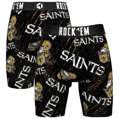  New Orleans Saints Rock Em Unisex Throwback Logo Allover Boxer Briefs - Black