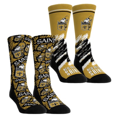  New Orleans Saints Rock Em Unisex Throwback Two-Pack Crew Socks Set - Black