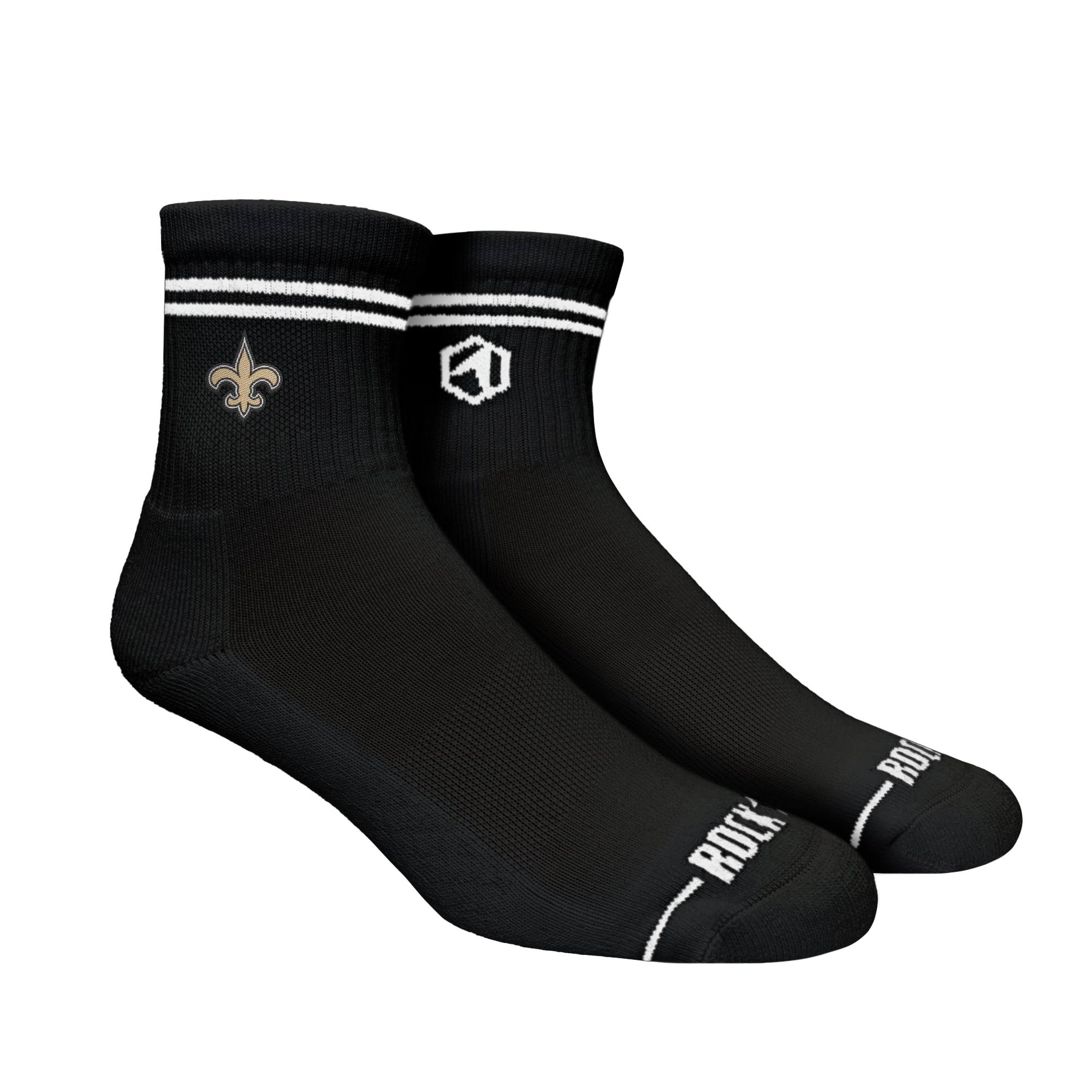 Chaussettes unisexes Rock Em Socks New Orleans Saints à rayures décontractées mi-longues