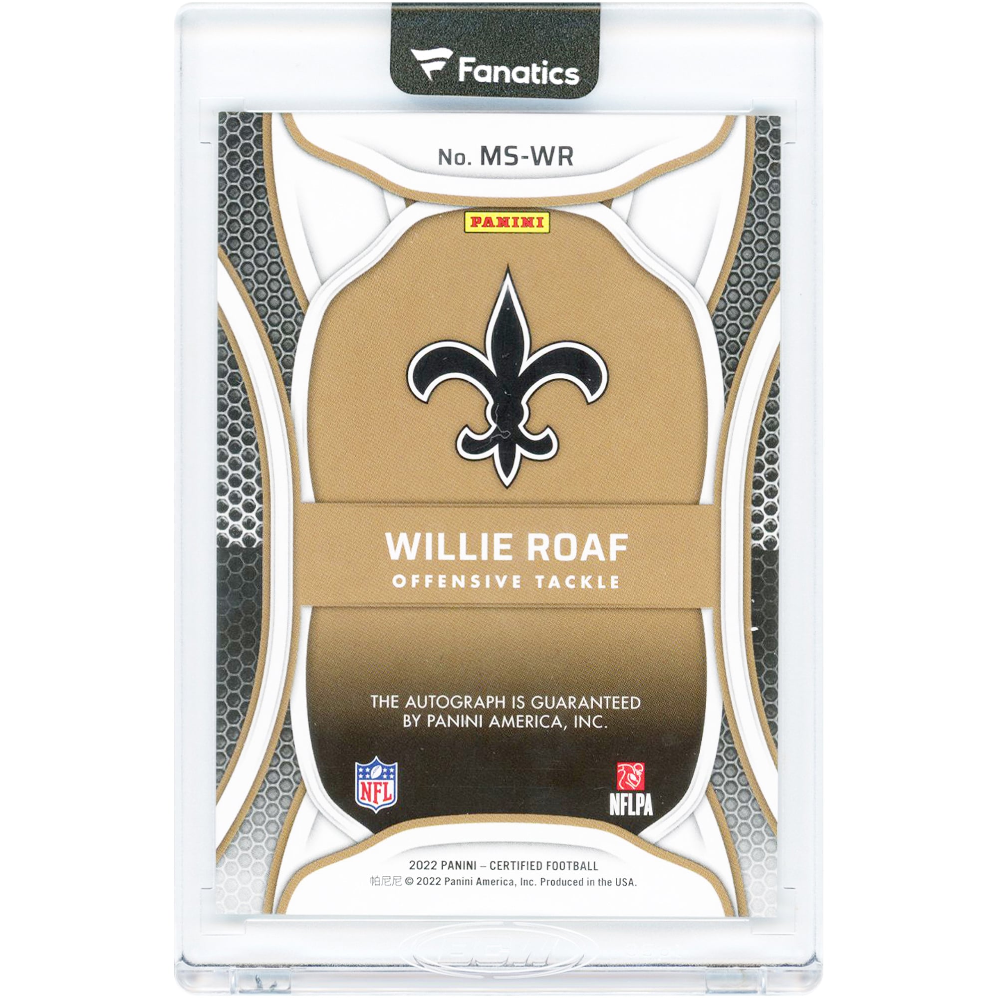 Carte autographiée de Willie Roaf (New Orleans Saints) 2022 Panini Certified Mirror Signatures Bronze #MS-WR #2/45