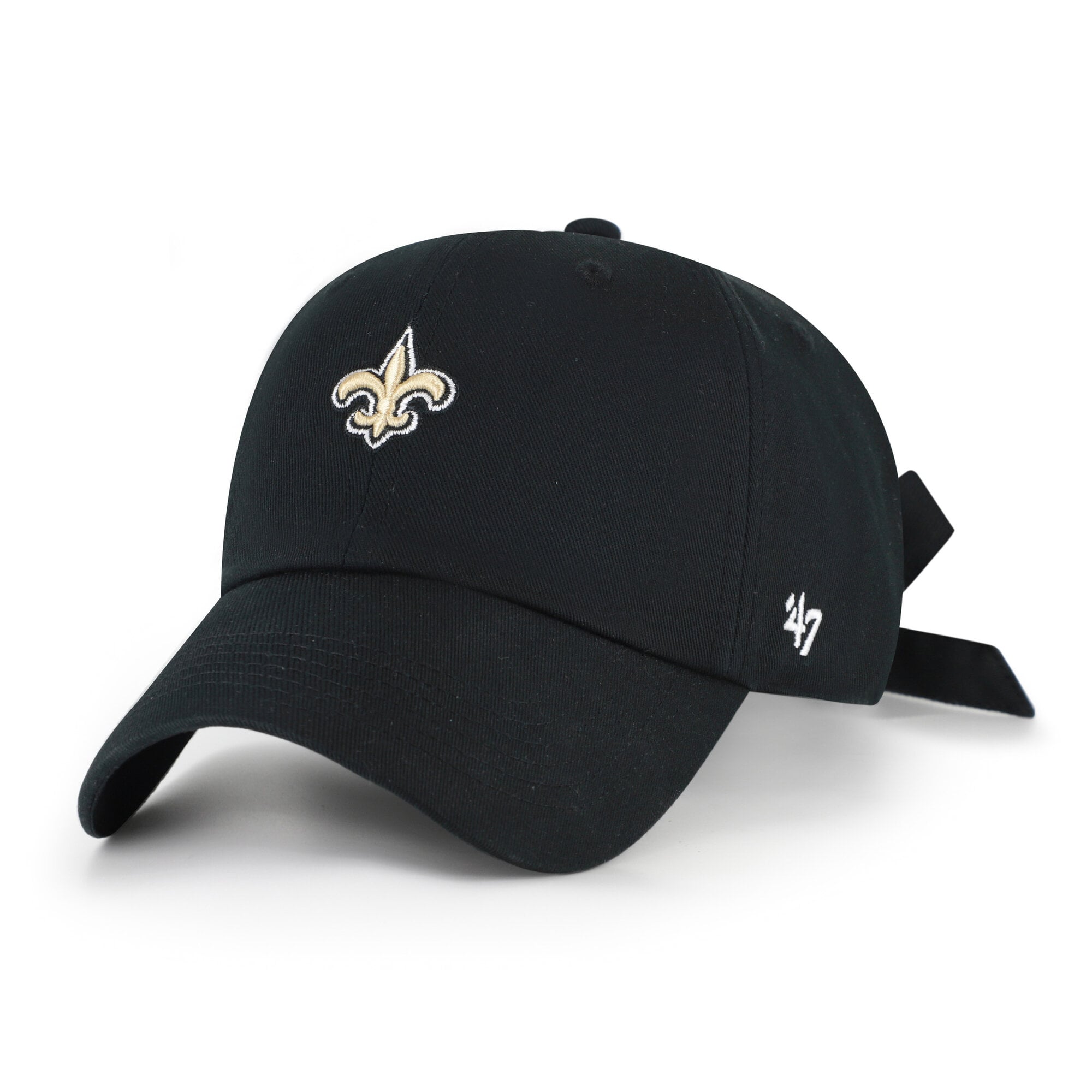 Casquette ajustable pour femme « 47 Black New Orleans Saints » avec nœud à l'arrière