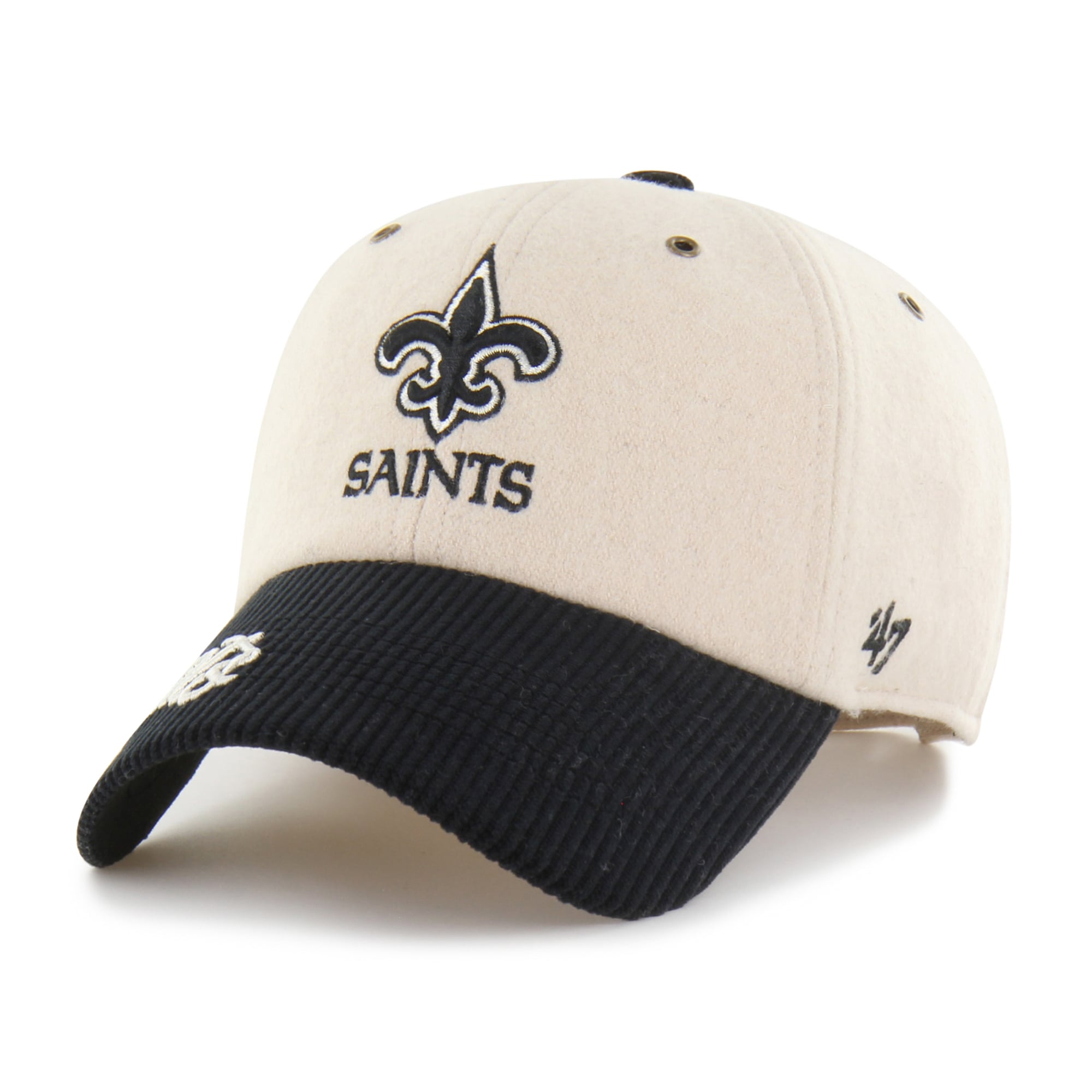 Women's '47 Natural/Black New Orleans Saints Rope Script Clean Up Adjustable Hat