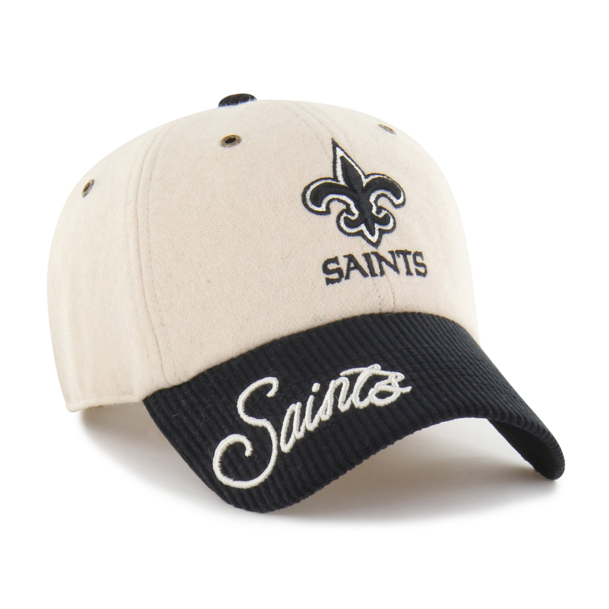 Women's '47 Natural/Black New Orleans Saints Rope Script Clean Up Adjustable Hat