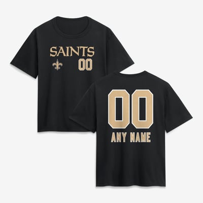 New Orleans Saints Women's Touchdown Wordmark Personalized Name & Number T-Shirt - Black