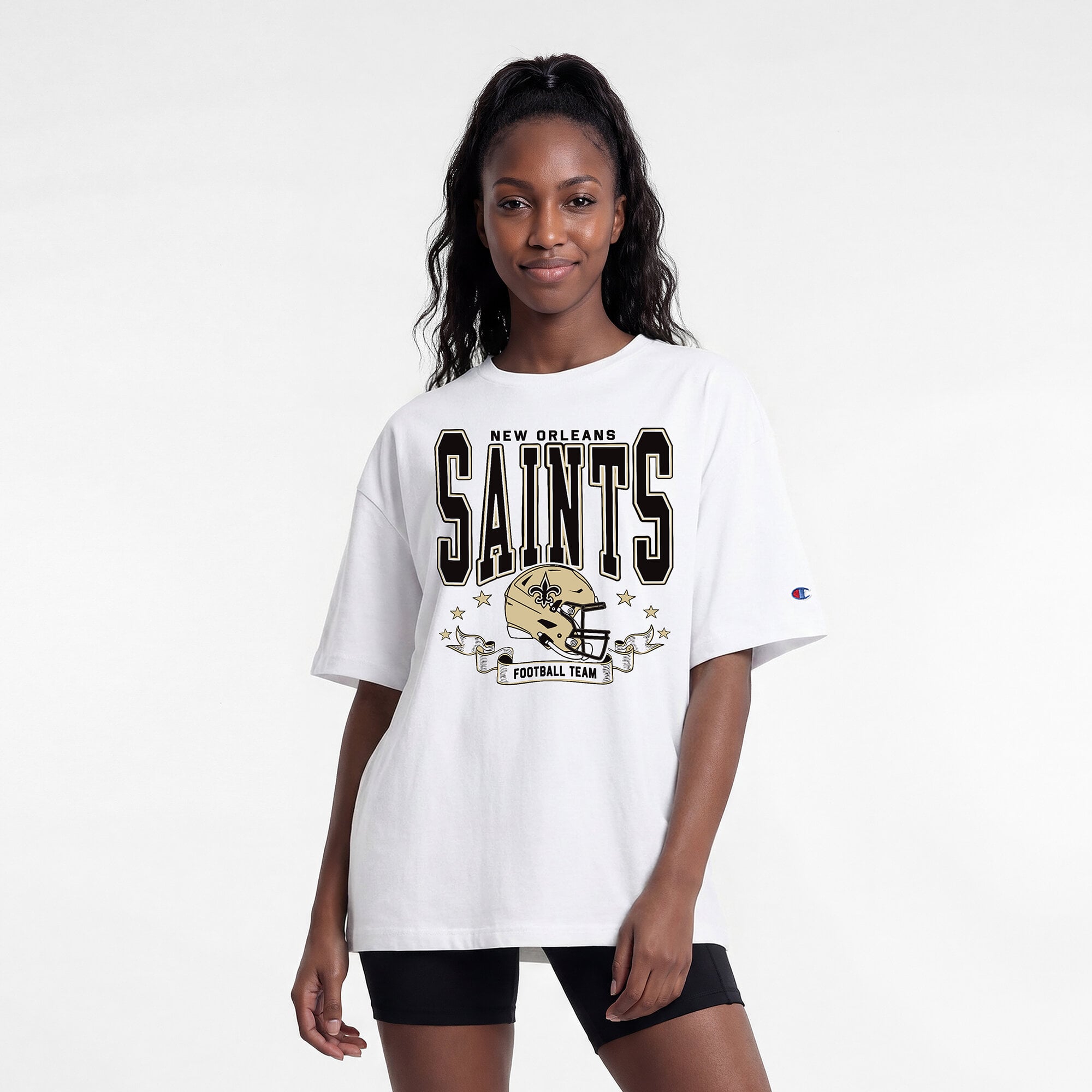 Women's Champion  White New Orleans Saints Oversized T-Shirt