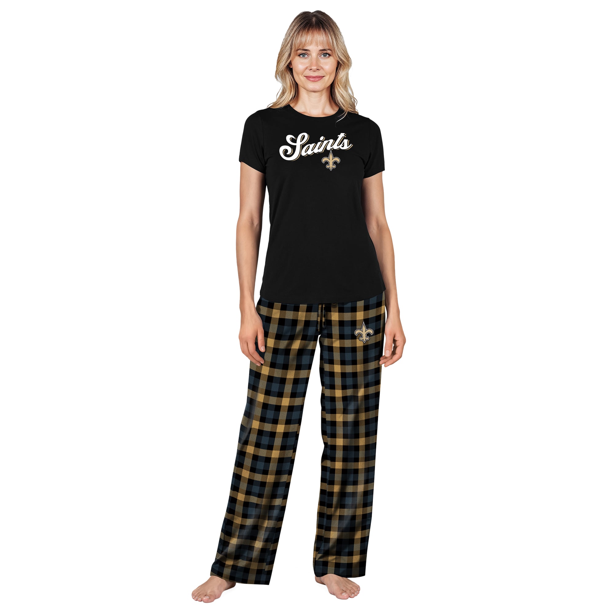 Women's Concepts Sport  Black New Orleans Saints Highland Sleep Set