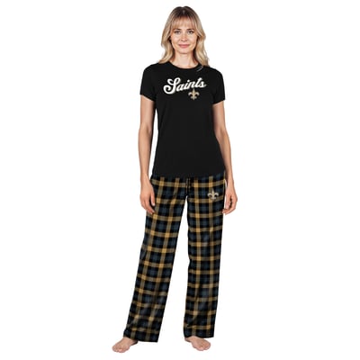  New Orleans Saints Concepts Sport Women's Highland Sleep Set - Black