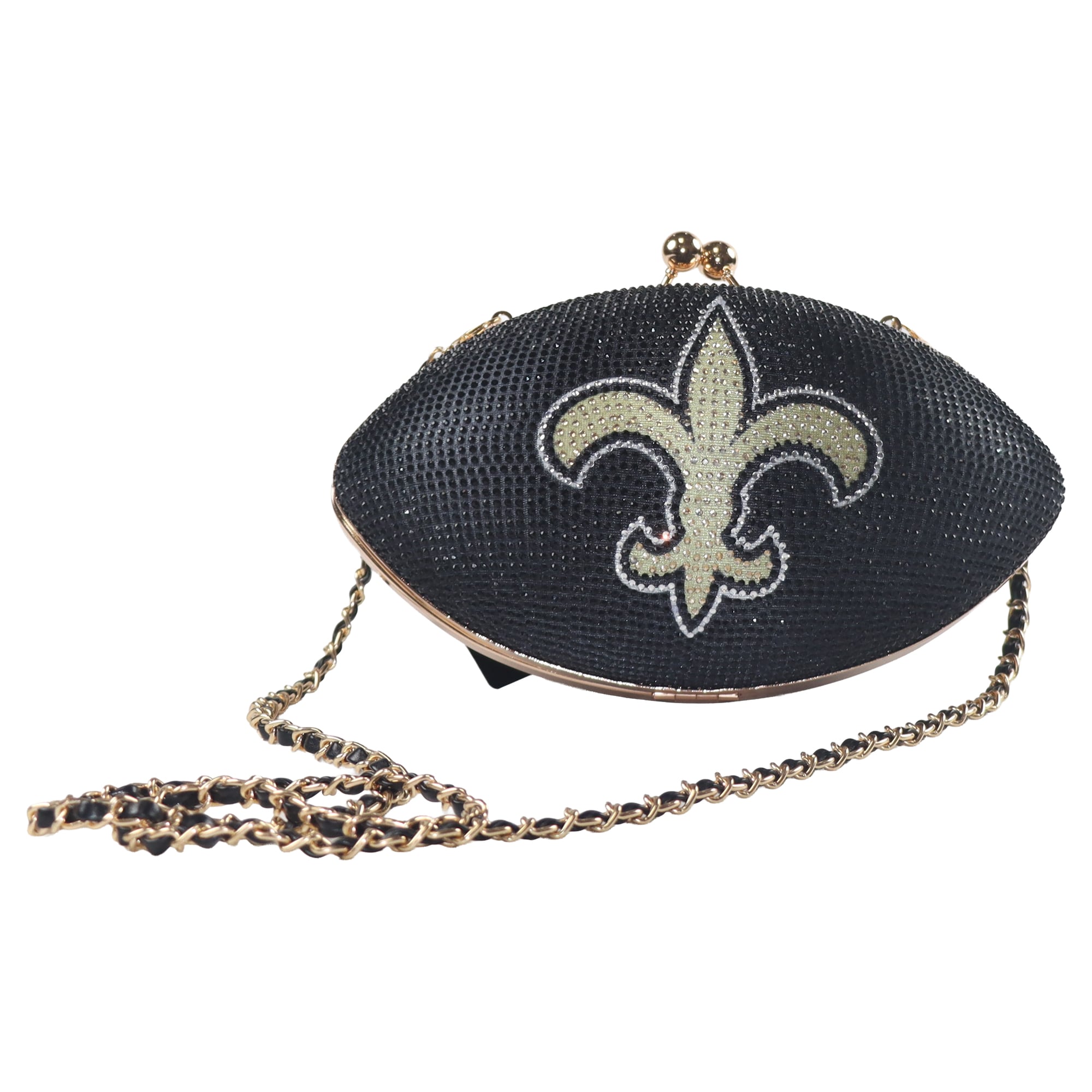 Sac à main Cuce pour femme, aux couleurs de l'équipe des Saints de La Nouvelle-Orléans, en cristal, style football américain.