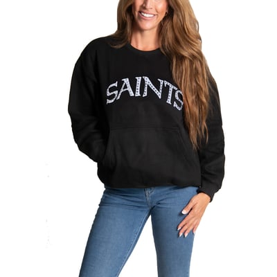 New Orleans Saints FABGATING by Cuce Women's Chenille Jeweled Sweatshirt - Black