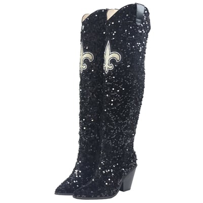  New Orleans Saints FABGATING by Cuce Women's Over-the-Knee Sequin Boots - Black