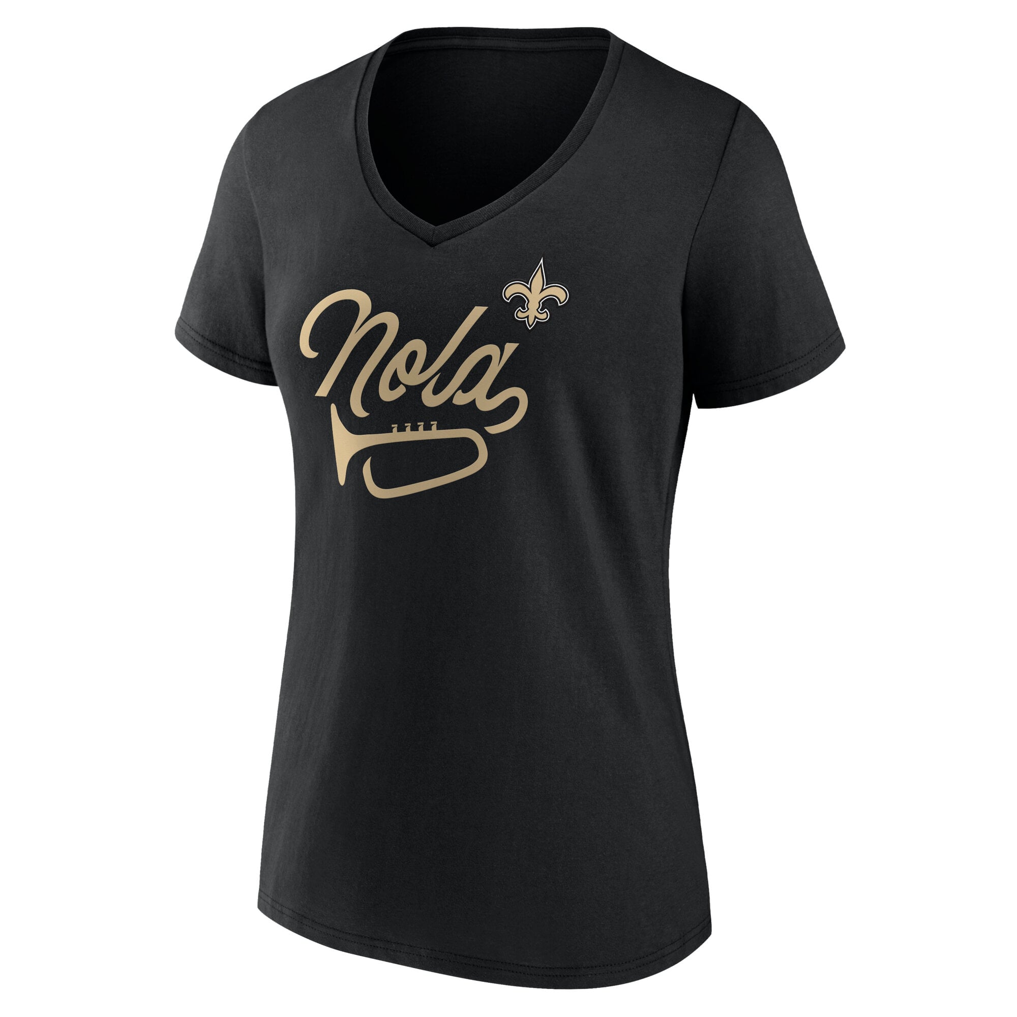 T-shirt col V noir fanatiques pour femmes New Orleans Saints Back Home Again