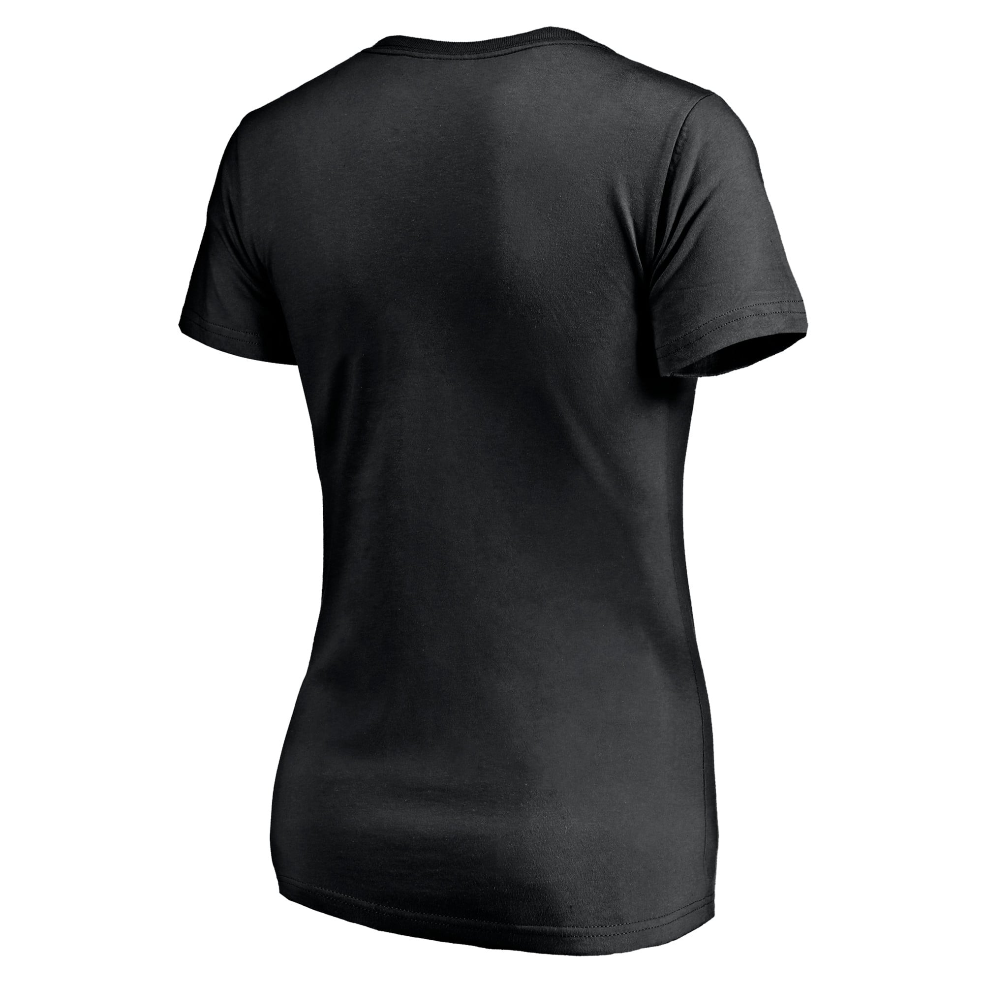 T-shirt à col en V Long Stride noir Fanatics pour femmes, modèle New Orleans Saints.