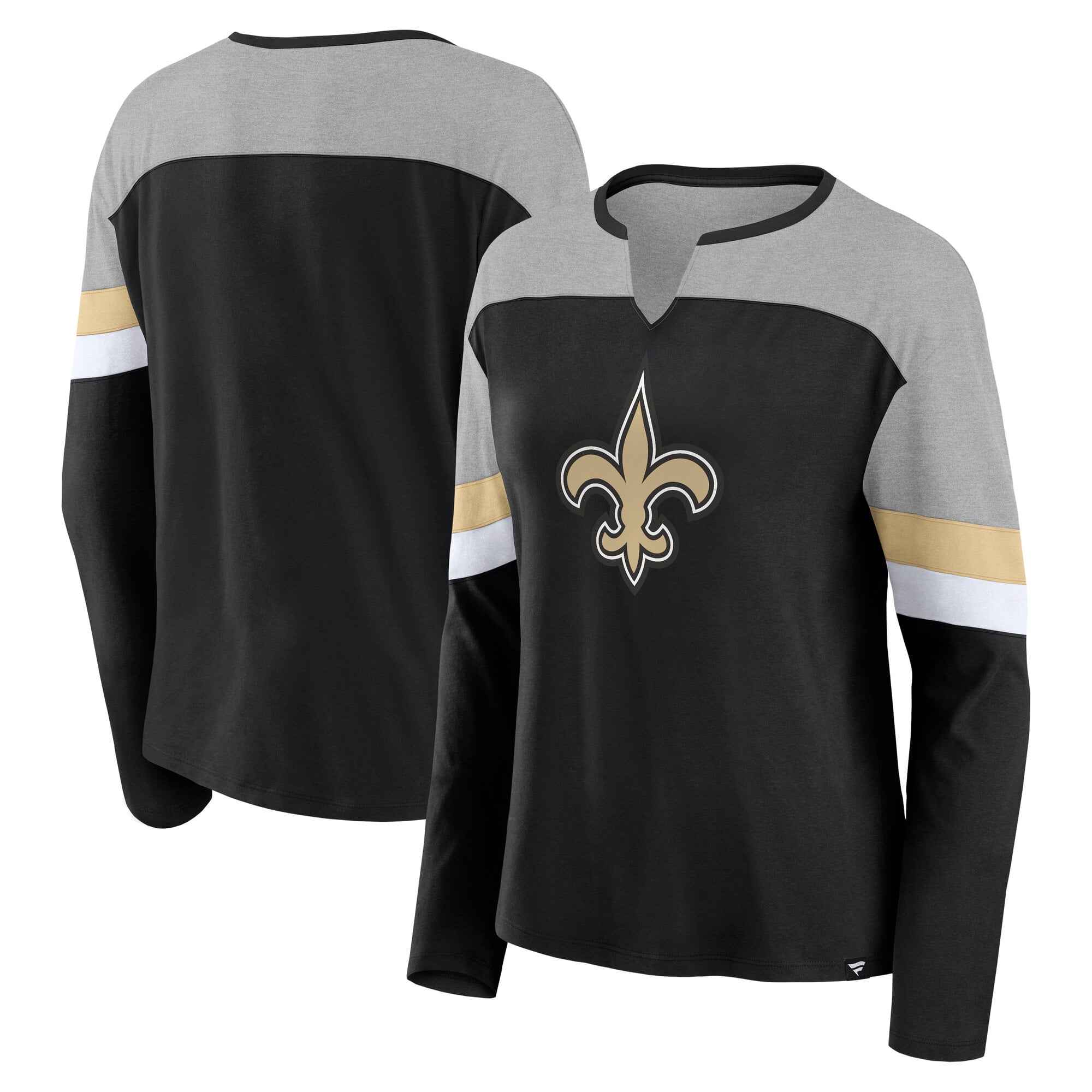 Women's Fanatics Black New Orleans Saints Primary Chevron Long Sleeve T-Shirt