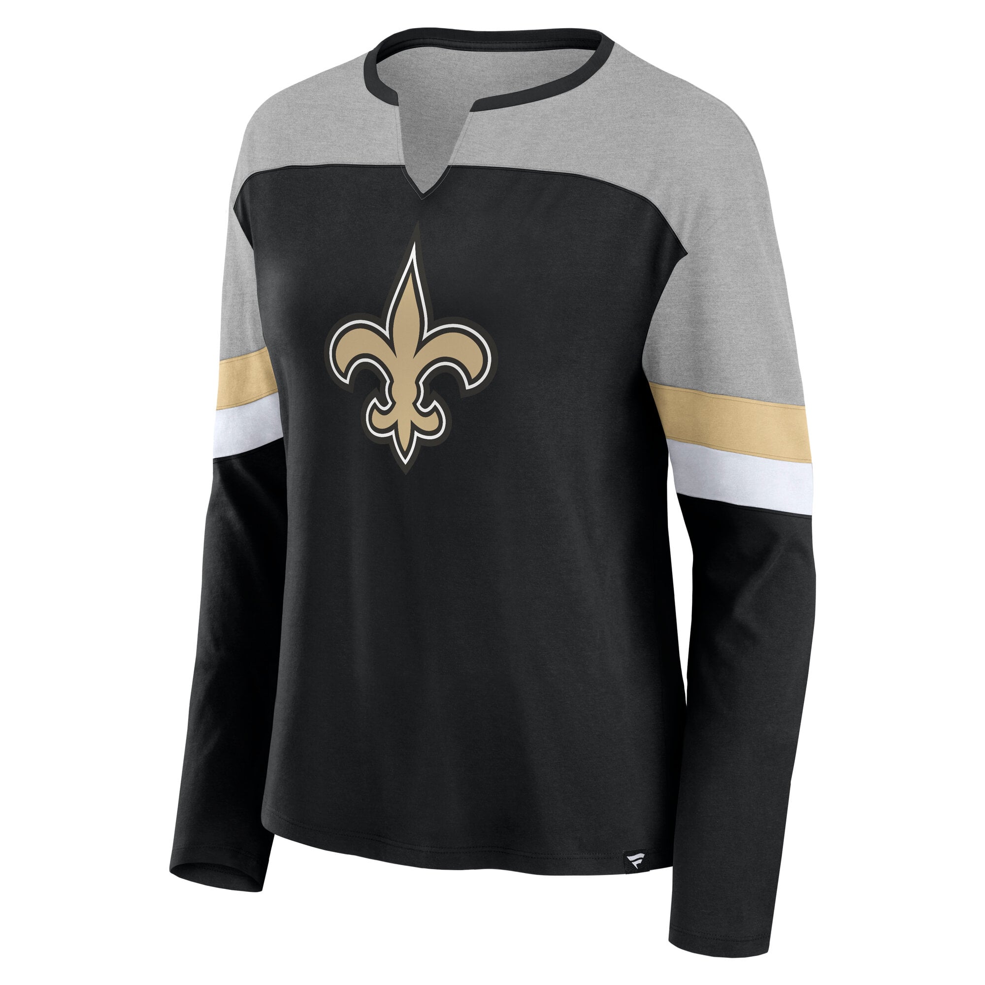 Women's Fanatics Black New Orleans Saints Primary Chevron Long Sleeve T-Shirt