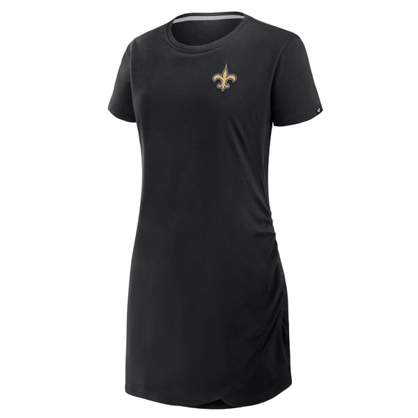 saints jersey dress for women Women's Fanatics Black New Orleans Ruched Drape T-Shirt A line