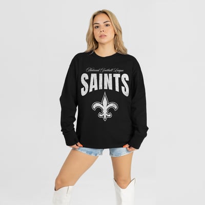 New Orleans Saints Gameday Couture Women's Bold Ambition Oversized Long Sleeve T-Shirt - Black