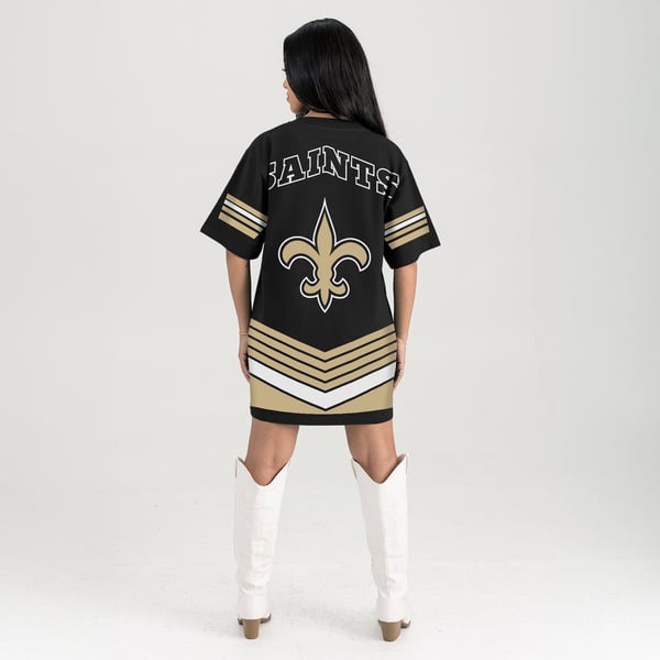 new orleans saints jersey dress Women's Gameday Couture Black Perfect Score Vintage T-Shirt Maxi dress