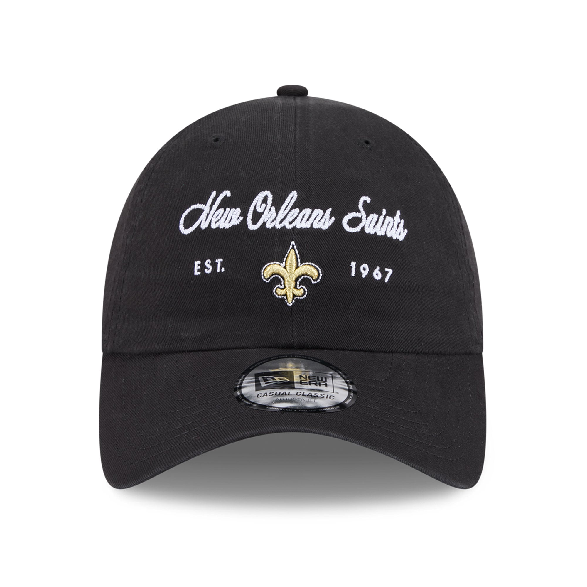 Women's New Era Black New Orleans Saints Script Casual Classic Adjustable Hat