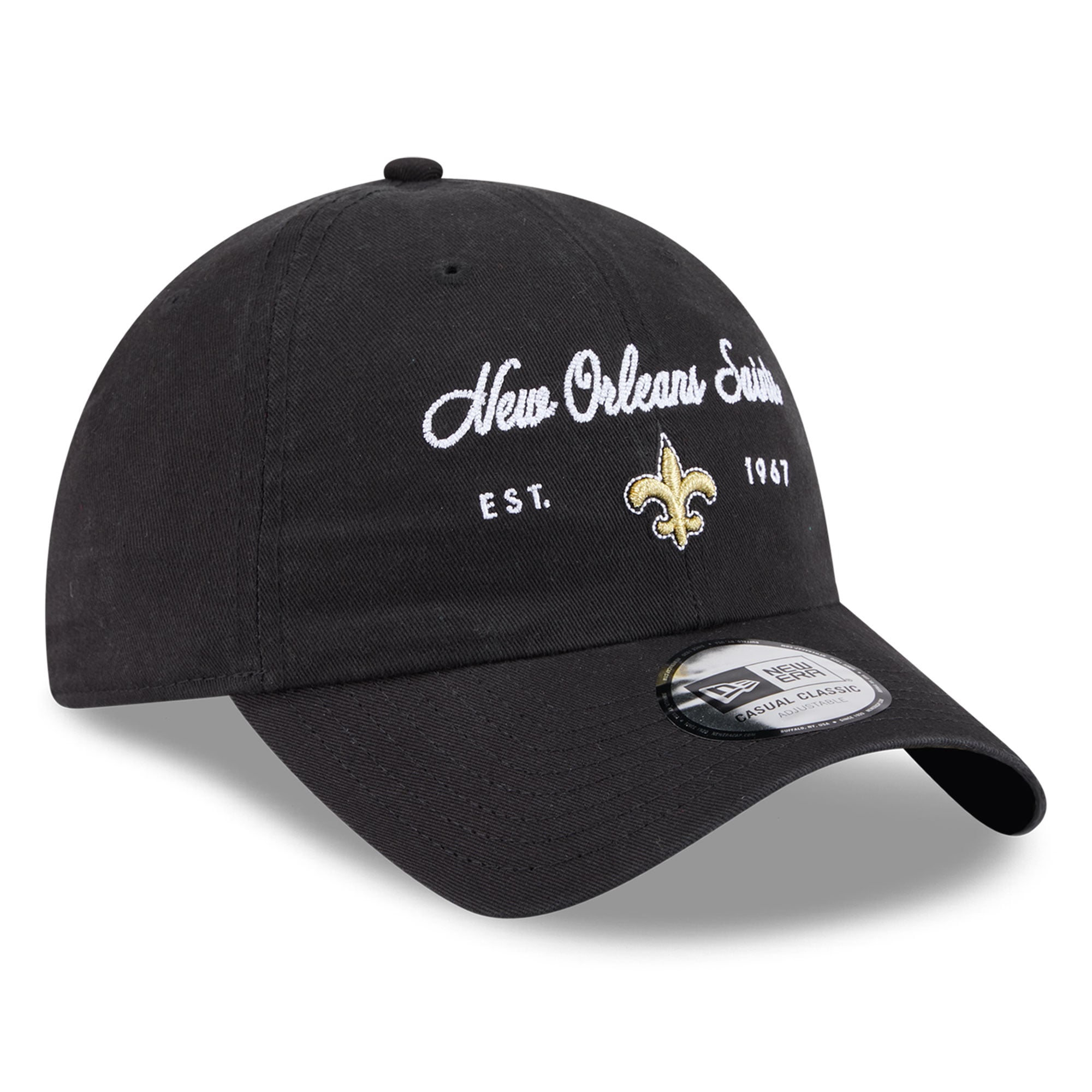 Women's New Era Black New Orleans Saints Script Casual Classic Adjustable Hat