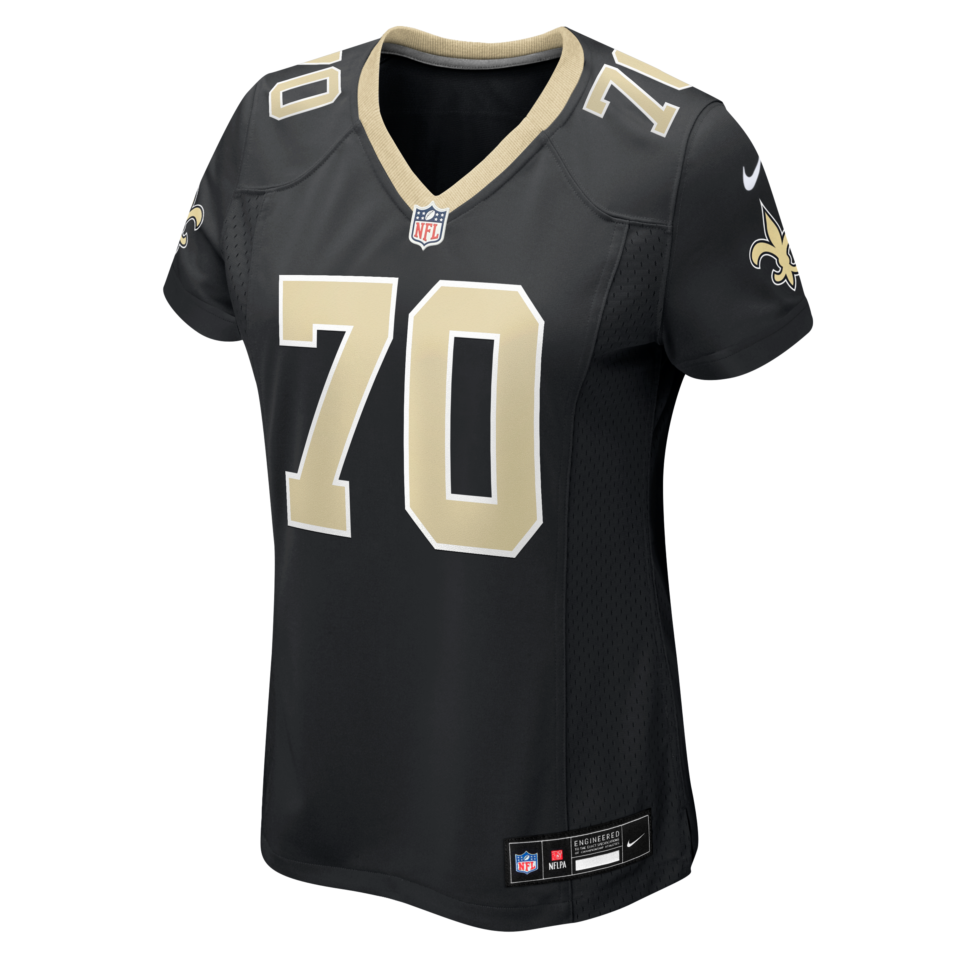 Maillot de match Nike Alan Herron noir pour femme, équipe des Saints la Nouvelle-Orléans