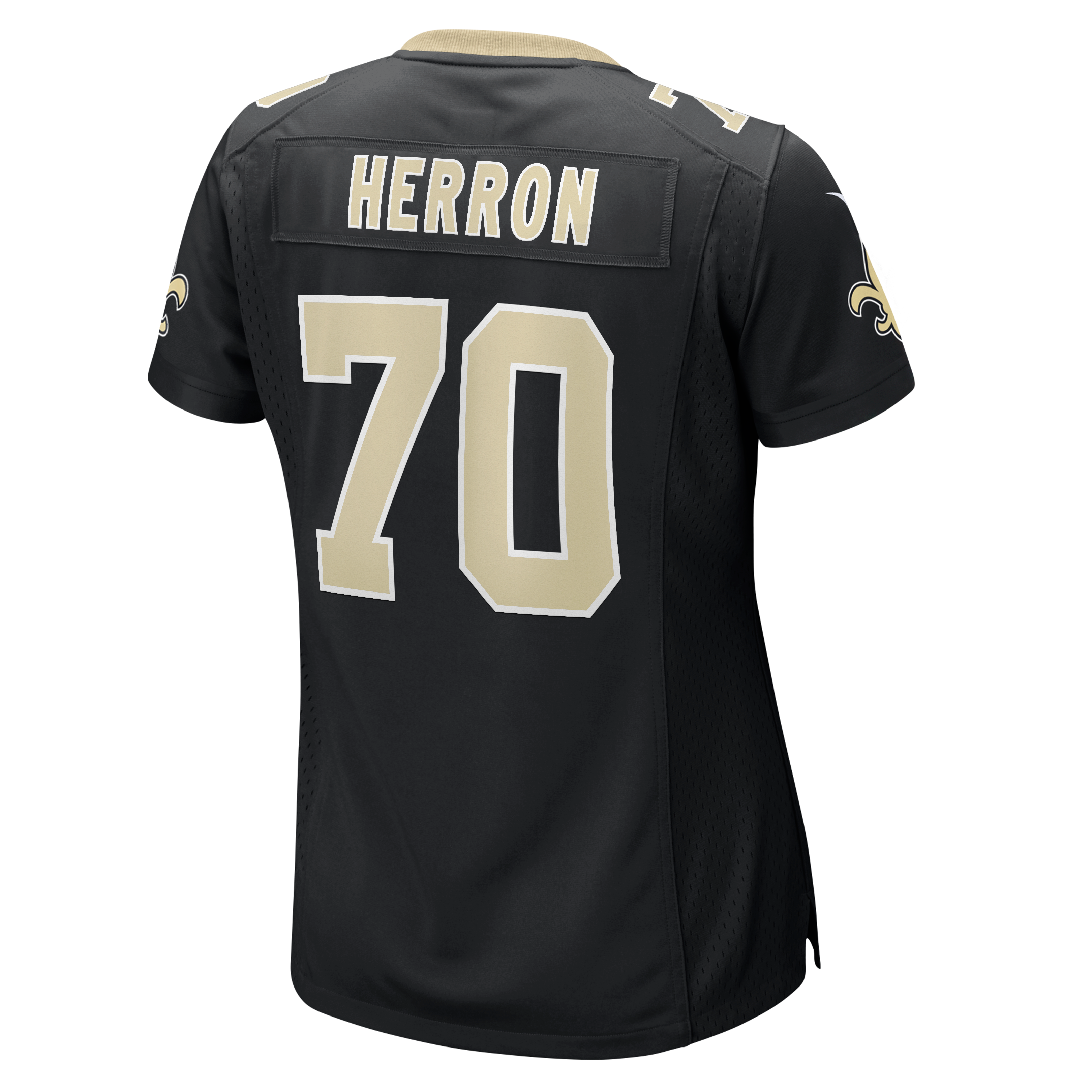 Maillot de match Nike Alan Herron noir pour femme, équipe des Saints la Nouvelle-Orléans